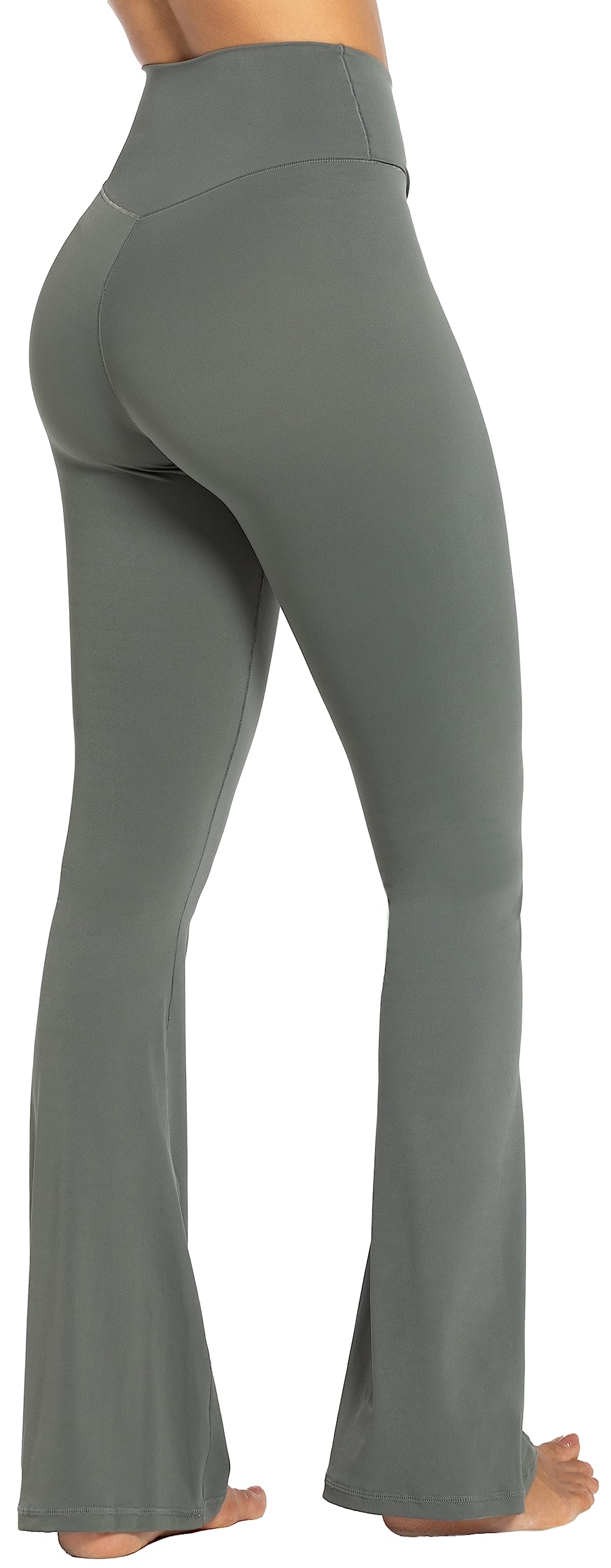 Sunzel Flare Leggings, Crossover Yoga Pants for Women with Tummy Control, High-Waisted and Wide Leg Grey