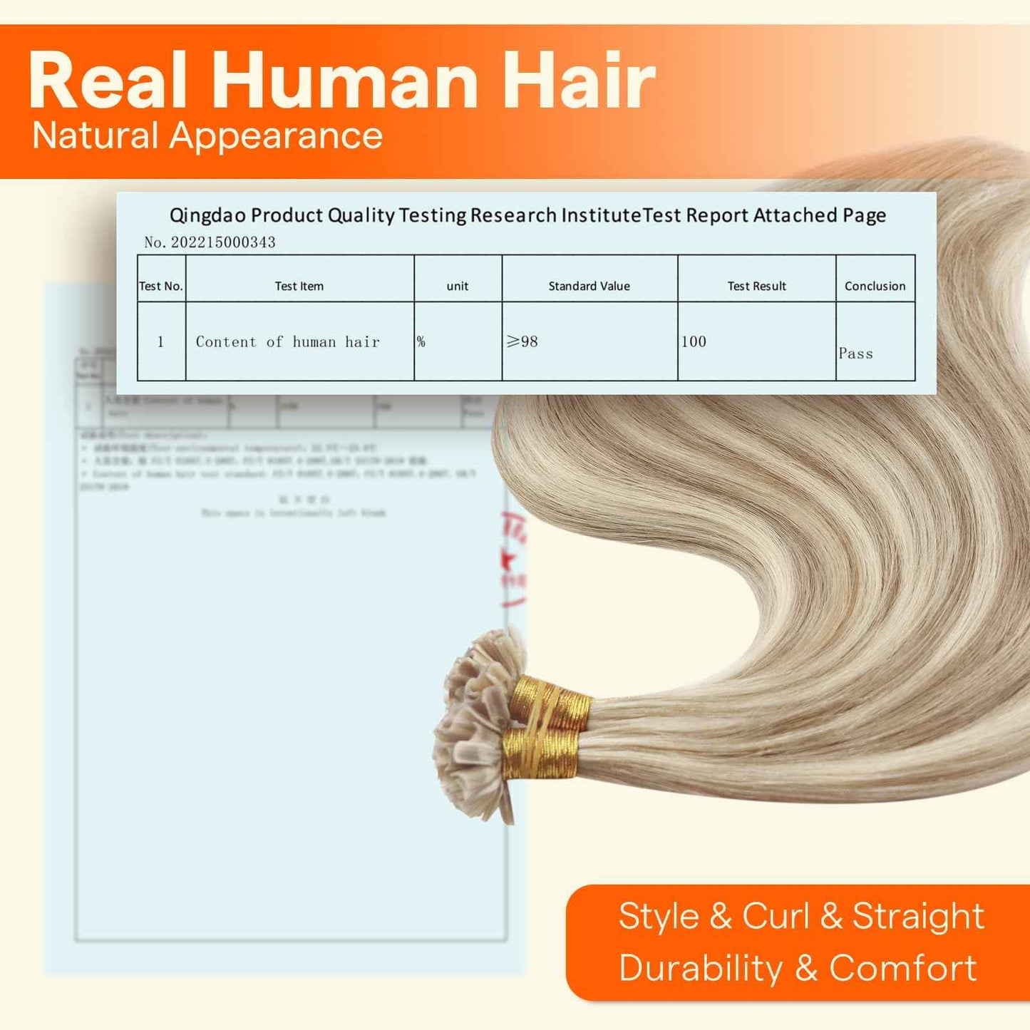 Full Shine U Tip Hair Extensions Human Hair Color 16P22 Blonde Highlighted Keratin Bond Human Hair Extensions 18 Inch Natural Remy Hair Fusion Extensions 50 Grams