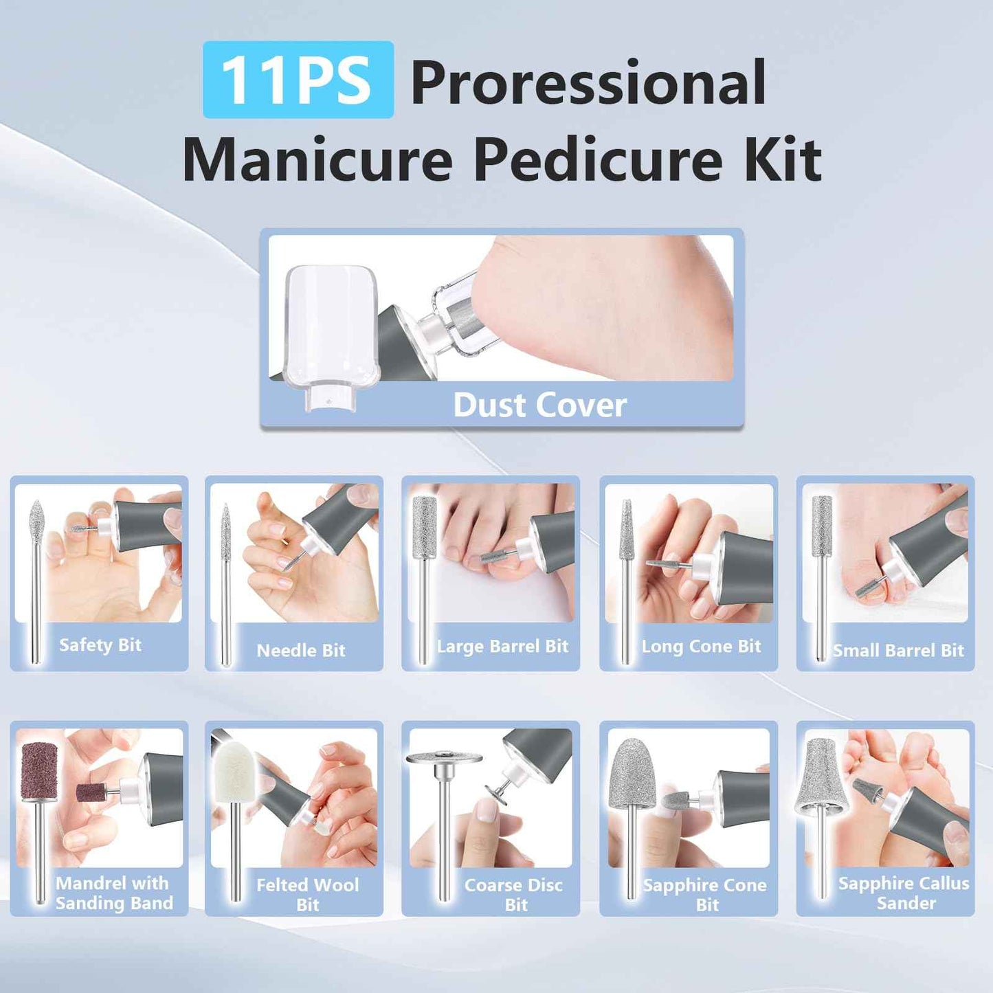 Electric Nail File Drill, Cordless 2000 mAh Rechargeable Nail Filer Electric, Portable Nail Dril 10 Speeds Professional Machine Drill for Nails Acrylic Manicure and Thick Toenails Grinder