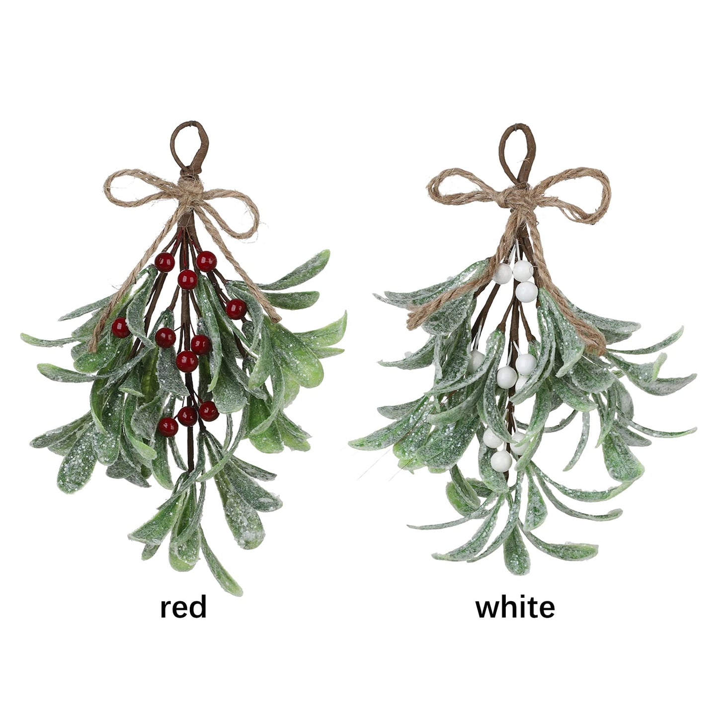 MEUMITY 6 PCS Artificial Mistletoe Ornament for Christmas,9 Inch Christmas Artificial Mistletoe Pick Artificial Mistletoe Floral Pick Hanging Mistletoe for Christmas Home Decor,White