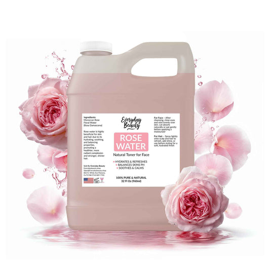 Rose Water Facial Toner - 32oz Bulk Alcohol-Free Vegan All Natural Refreshing for Face and Hair - Uplifts, Calming & Soothing for All Skin Types