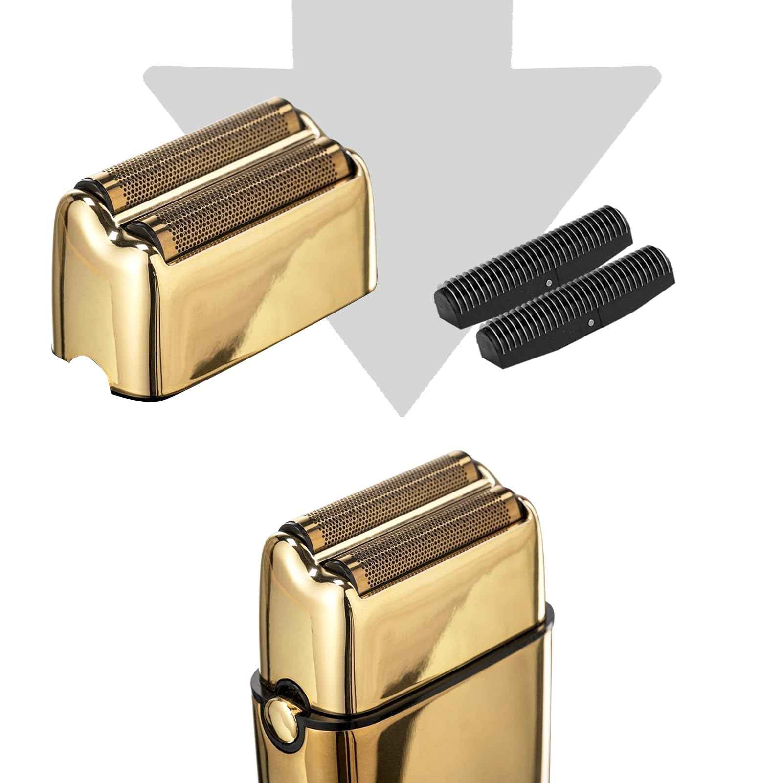 OXSITO 3Pack Golden Pro Replacement Foil and Cutters for Babylis FXFS02 Series MetalFX Double Foil Shavers