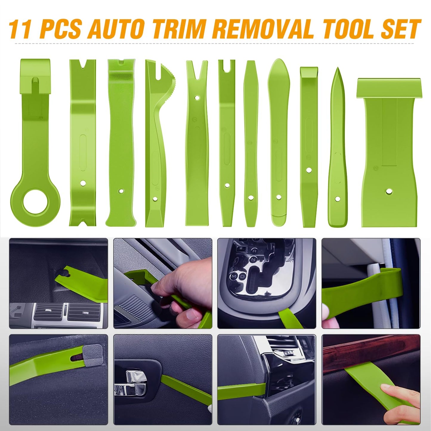 GOOACC 238Pcs Trim Removal Tool, Auto Push Pin Bumper Retainer Clip Set Fastener Terminal Remover Tool Adhesive Cable Clips Kit Car Panel Radio Removal Auto Clip Pliers, Green