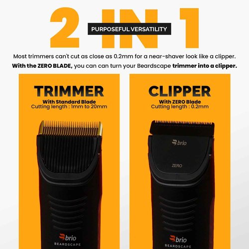 Brio Zero Blade Compatible Beardscape V2 & V1 Trimmers, Cuts Extremely Close at 0.2mm, Stainless Steel Blade Perfect for Super Close Cuts, Creating Tight Lines and Cleaning up Mustaches (Black)