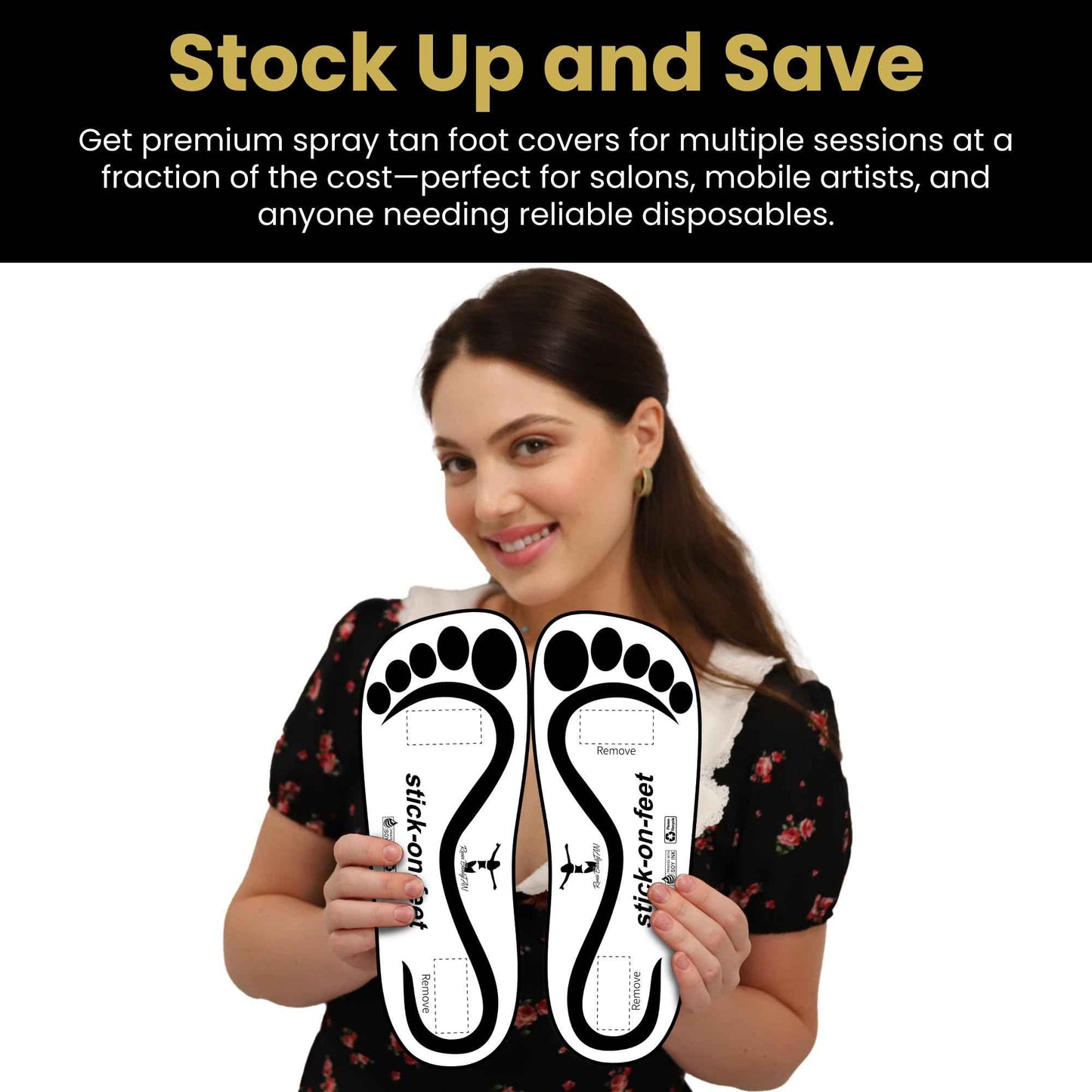 Economy 150 Pairs(300feets) Disposable Black Stick on Feet Spray Sunless Tanning Sole Protector