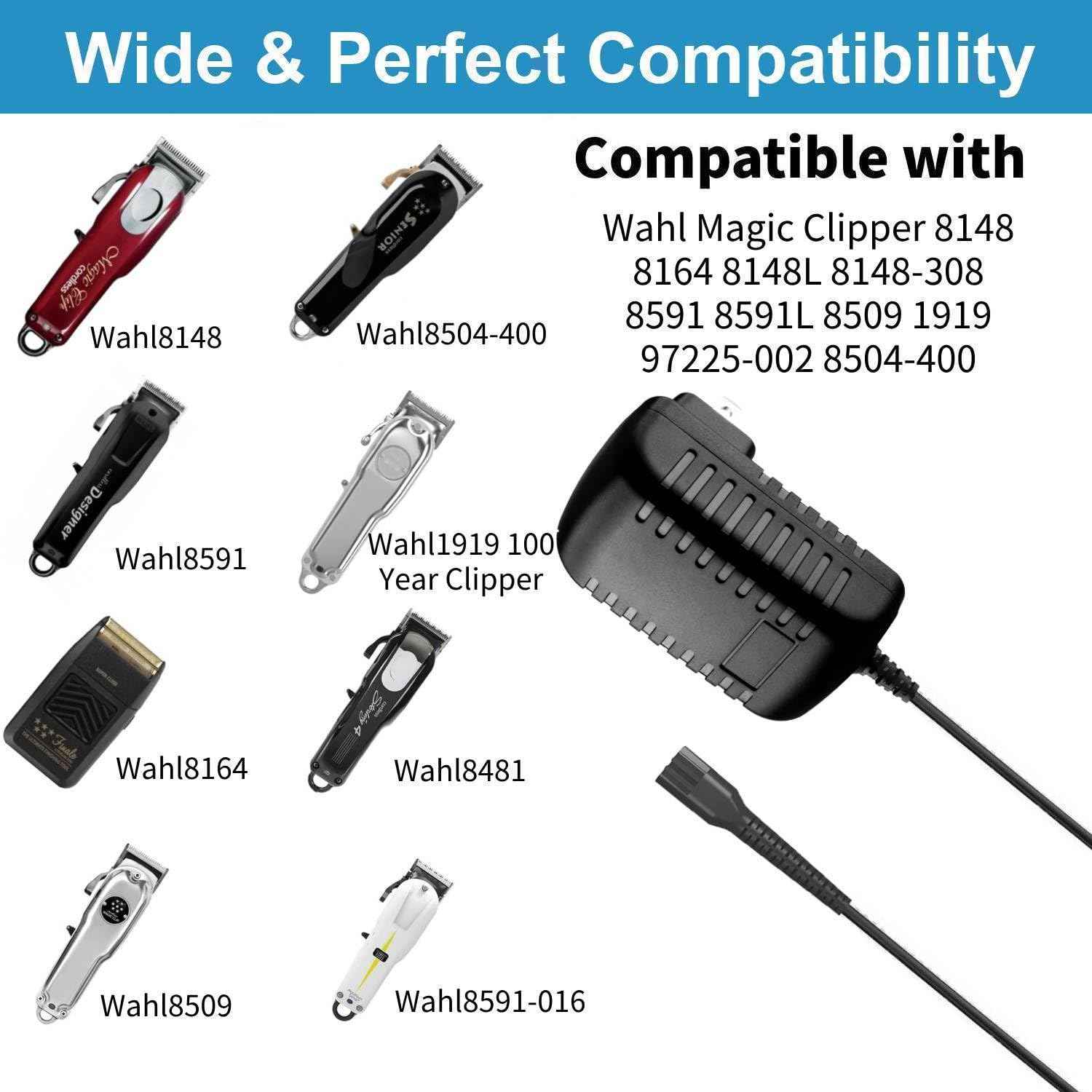 Magic Clip Cordless Charger for Wahl Clipper, 4V Hair Clippers Charger Cord Compatible with Wahl 5-Star Magic Clip Cordless Trimmer, 8164/8591/ 8148/8504, 1919 100 Year Hair Clipper