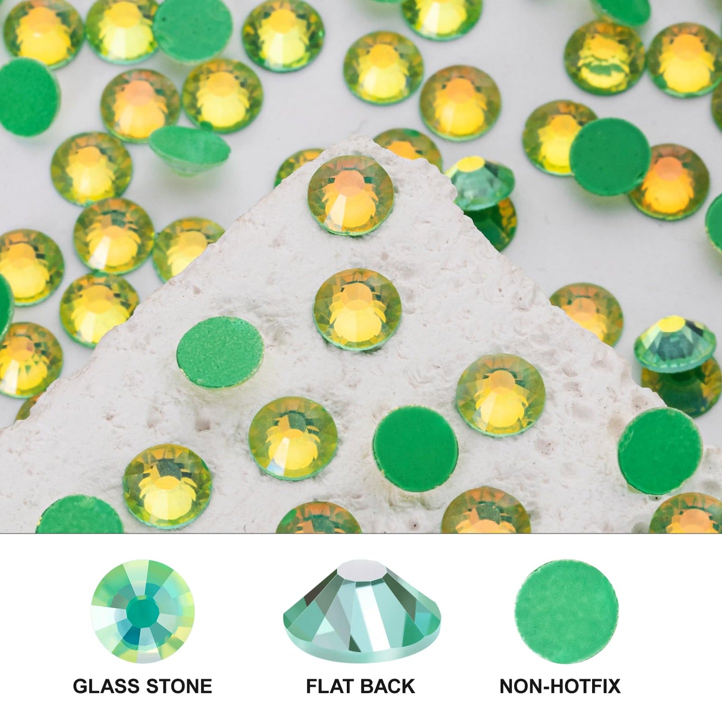 Novani 3000 Pieces Flatback Rhinestones Glass Round Gems F-Green Crystals for Nail Art DIY Crafts Clothes Shoes,SS10,2.7-2.9mm