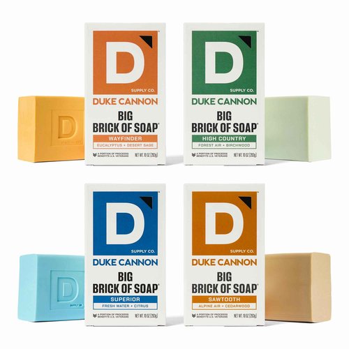 Duke Cannon Supply Co. Large Brick Bar Soap Bundle - Men's Soap with Masculine Scents - USA-Made - All Skin Types - Wayfinder, High Country, Superior, & Sawtooth - 10 oz (4 Pack)
