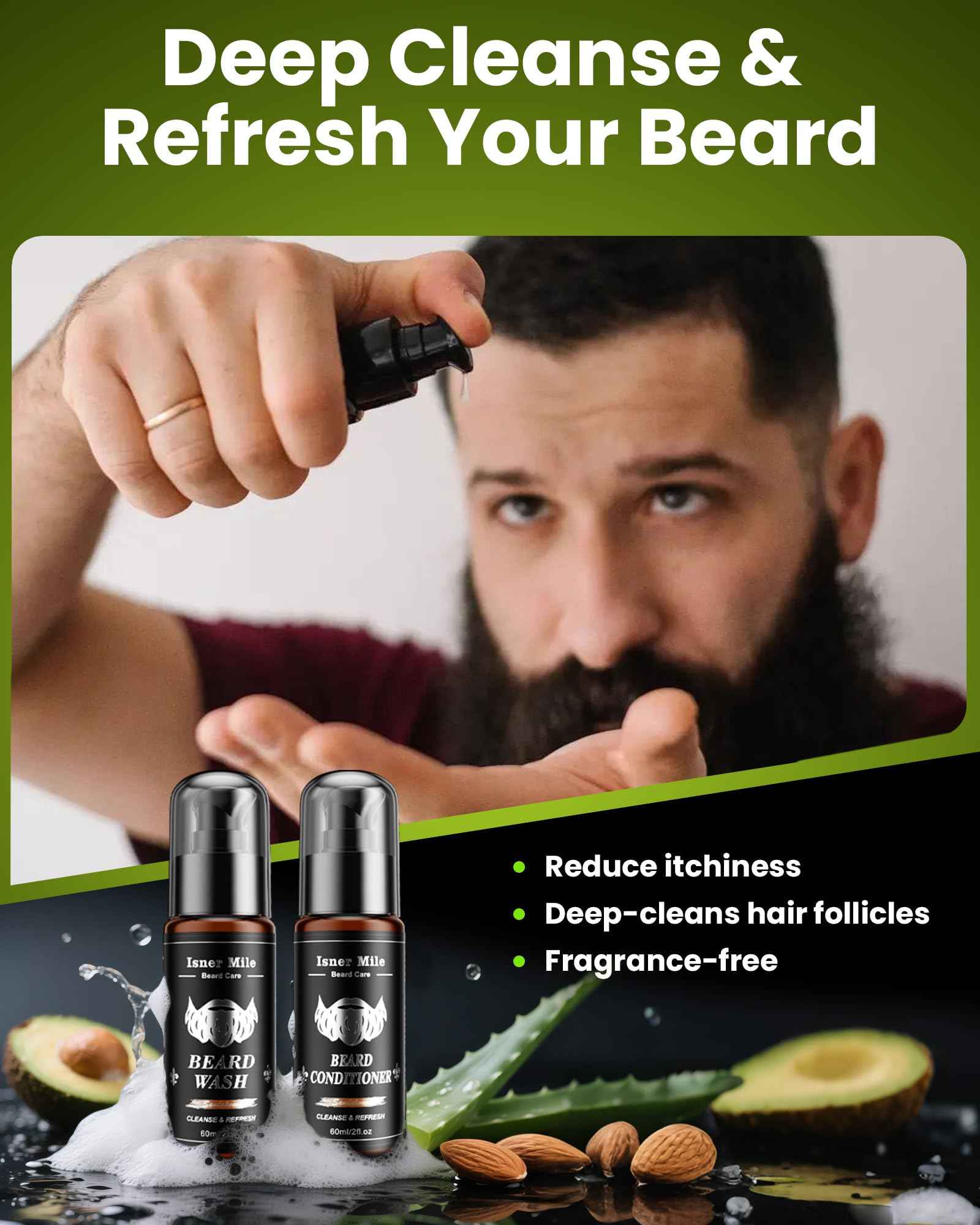 Comfy Mate Beard Kit for Men Grooming and Care: with Beard Shampoo & Conditioner Oil and Balm Brush Comb Scissors, Father's Day - Christmas - Birthday Gifts for Men Stocking Stuffers for Him Husband