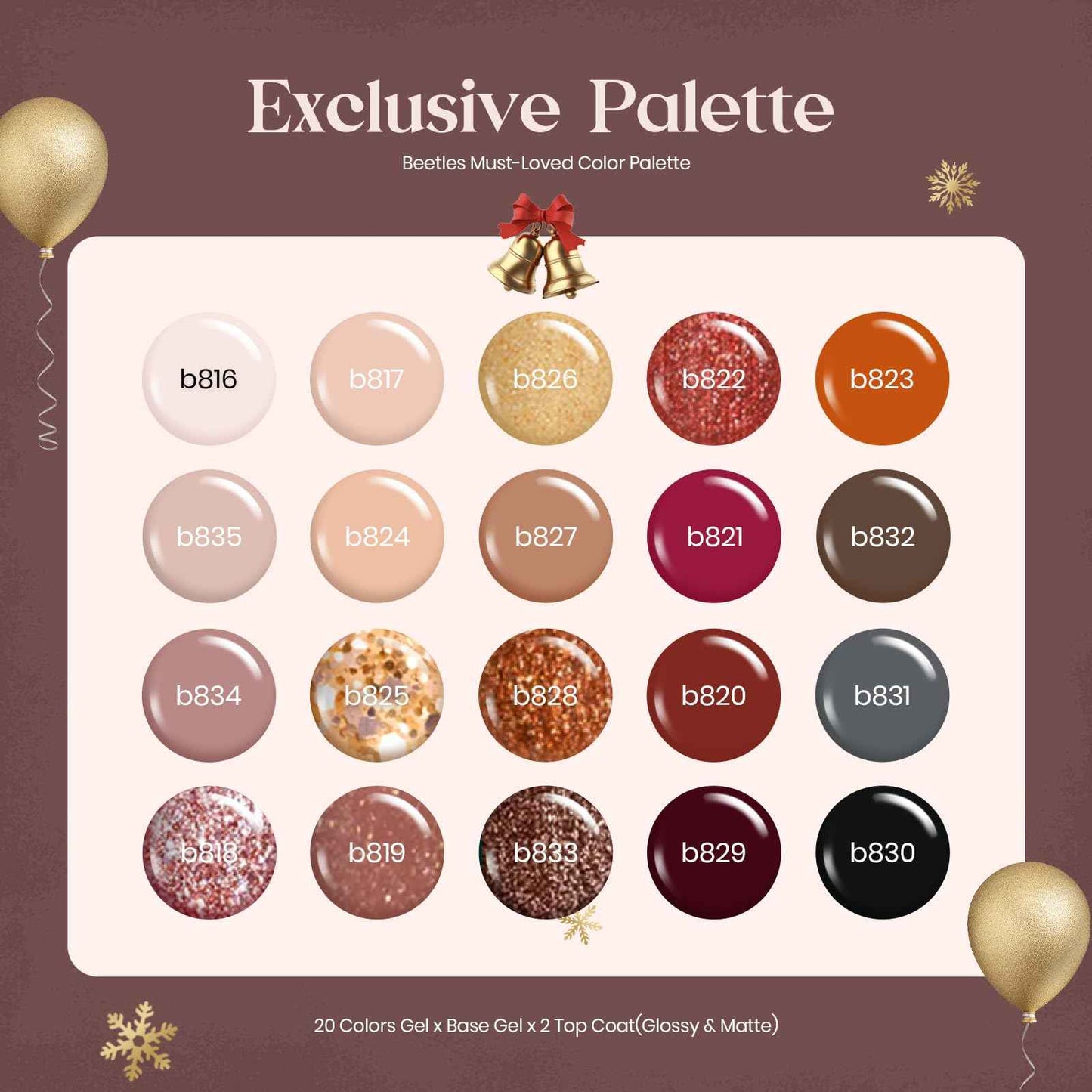 Beetles Fall Gel Nail Polish Set, 23Pcs Brown Burgundy Red Nude Pink Gel Polish Set with Base Top Coat Verse of Roses Kit, Soak off Uv Gel Golden Glitter Holiday Nail for Women