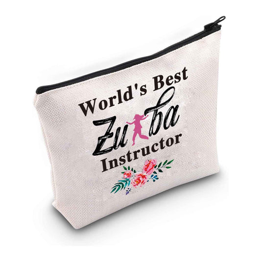 PXTIDY World's Best Zumba Instructor Makeup Bag Zumba Teacher Gift Zumba Dance Teacher Appreciation Gifts Cosmetic Bag (Best Zumba)