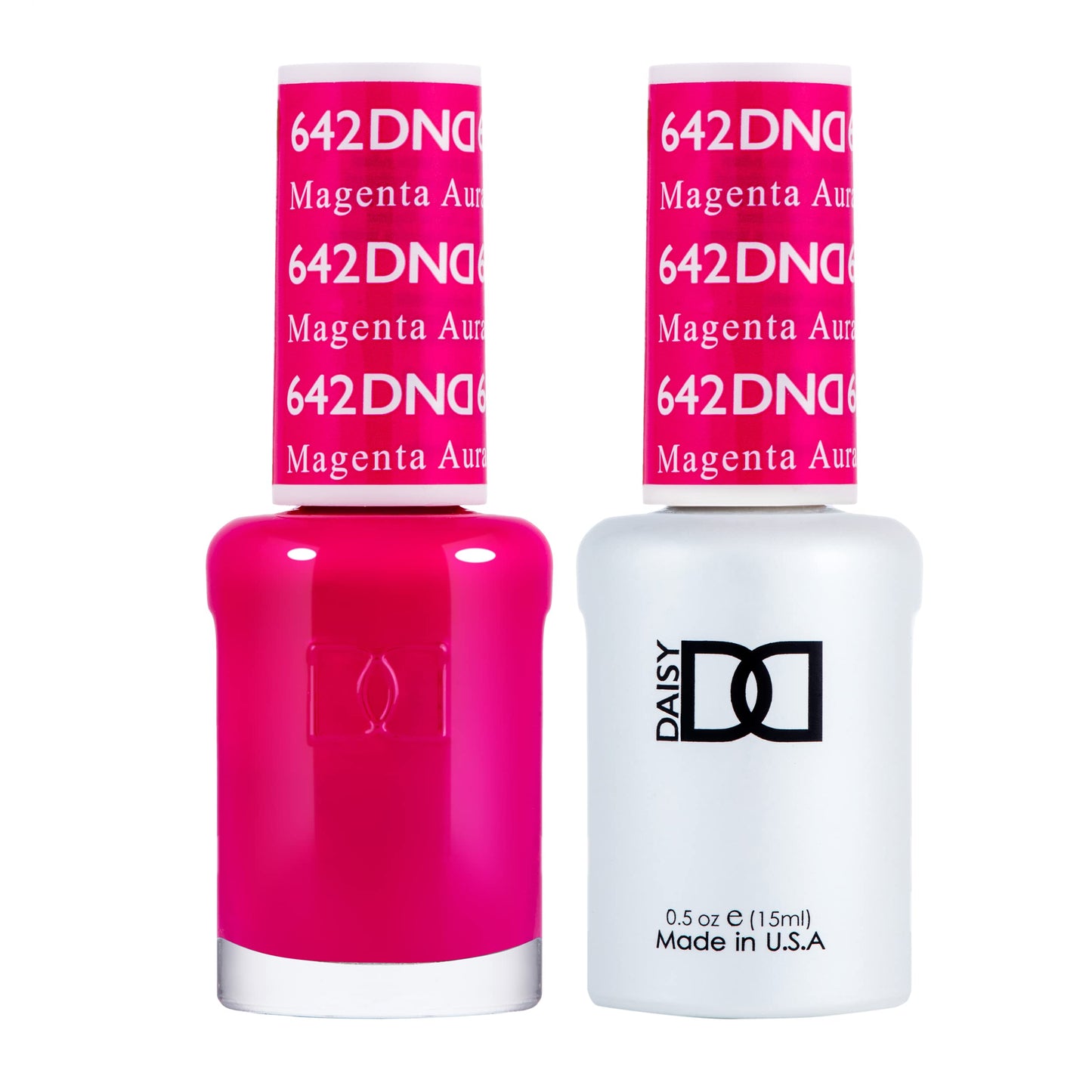 DND Gel Polish Set, Pink Collection, UV/LED Gel Polish and Air Dry Nail Lacquer, Matching Chip-Free Polish Duo, 642 Magenta Aura, 0.5 Fl Oz