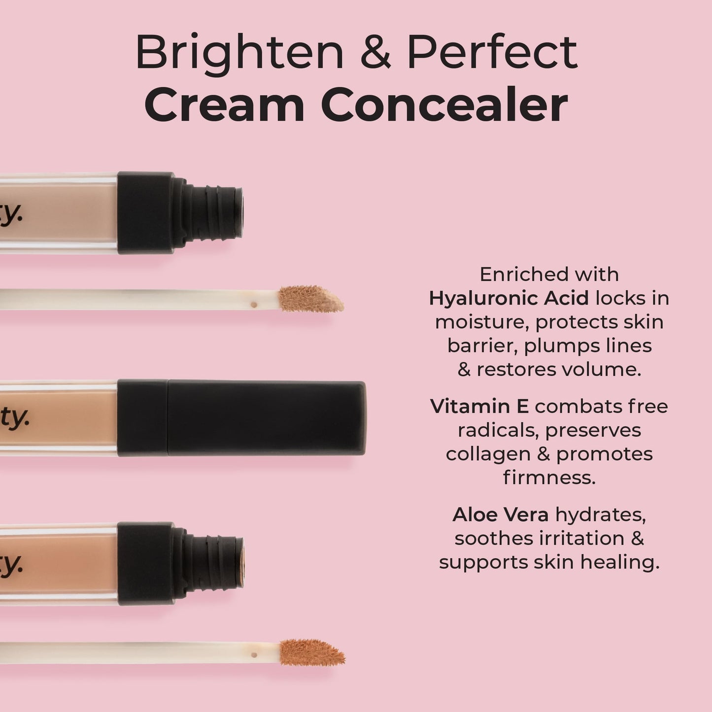 MCoBeauty Brighten & Perfect Cream Concealer, 5 Medium Natural Beige, Brightening Coverage for Flawless Complexion, Vegan, Cruelty Free Cosmetics