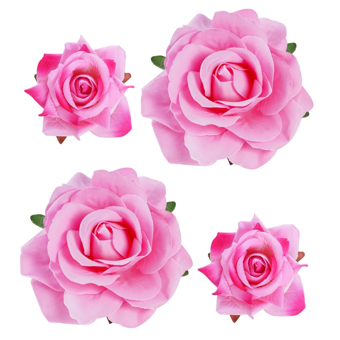 Topbuti Rose Hair Clip Flower Hairpin Rose Brooch Floral Clips, 4 Pcs Fabric Rose Flowers Hair Clips Mexican Hair Flowers Pin up Headpieces for Woman Girl Wedding Party Mother's Day (2 Sizes) (Pink)