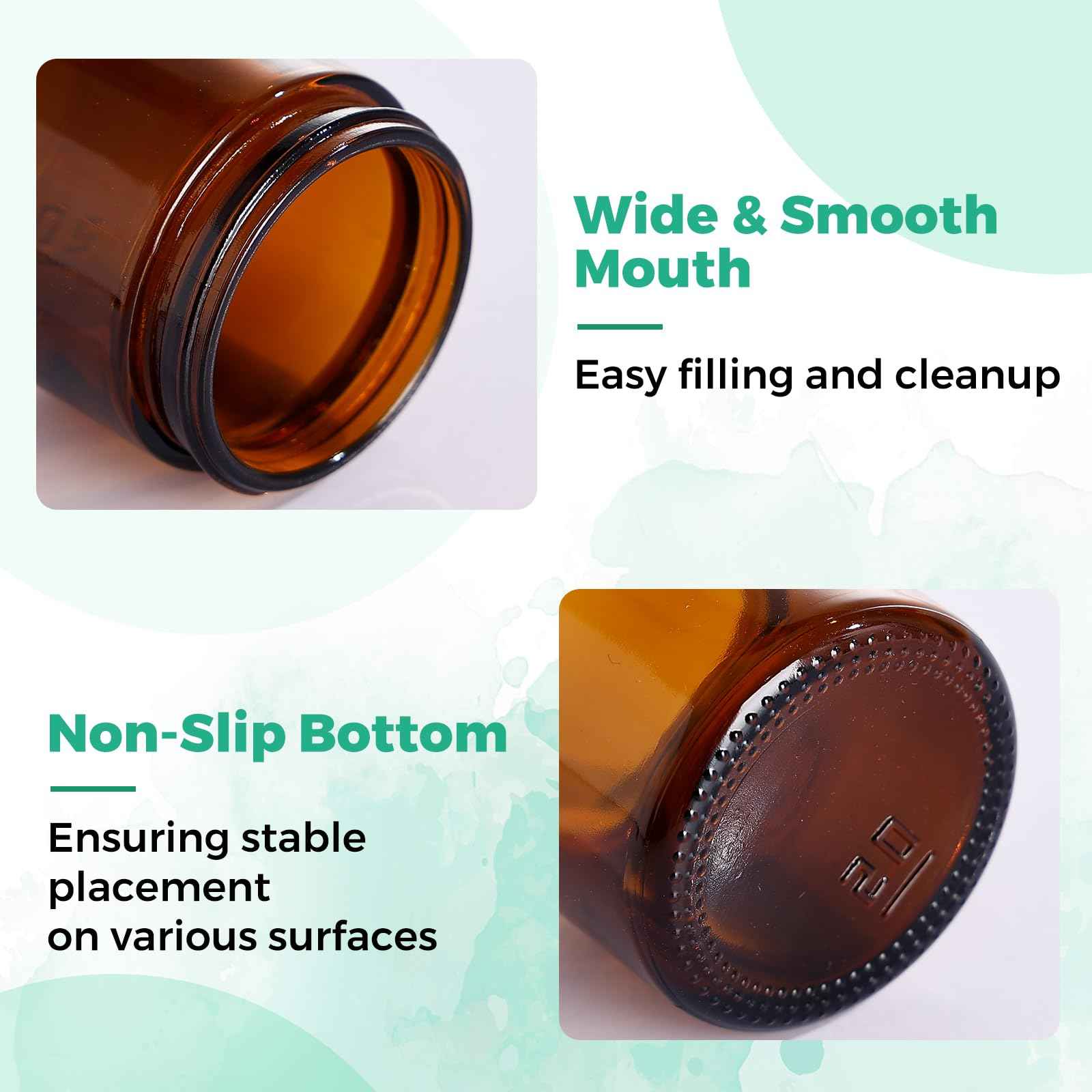 Jarsoph Amber Glass Jars with lids, 24 Pack 2oz Empty Cosmetic Jars, Refillable Airtight Wide Mouth Container for DIY, Sample, Cream, Lotion, Candle Making, Powder, Cosmetic