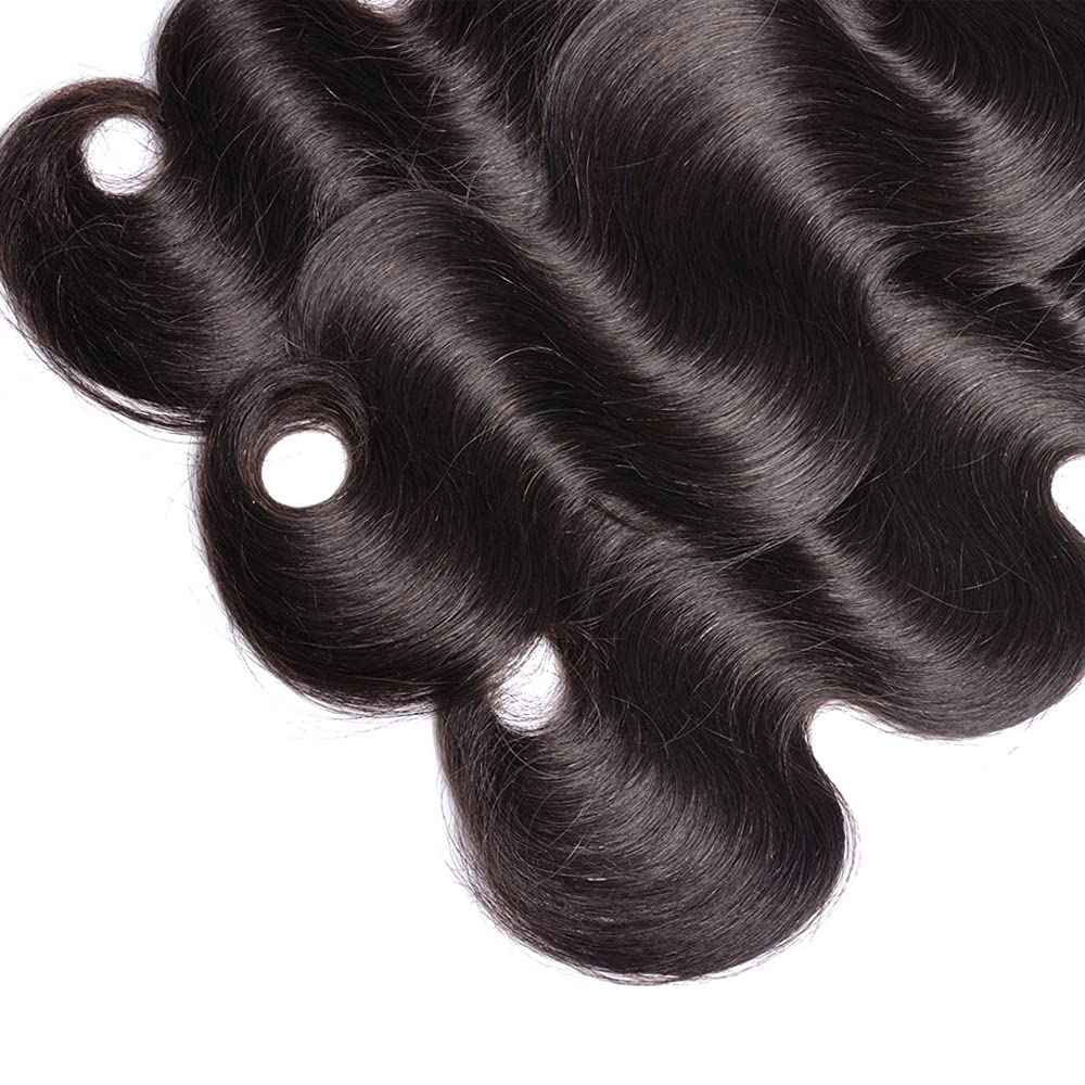 Human Hair Bundle Natural Black Body Wave Bundles 12 14 16 inch 100% Unprocessed Brazilian Virgin Hair 3 Bundles #1b Color Natural Black 150g