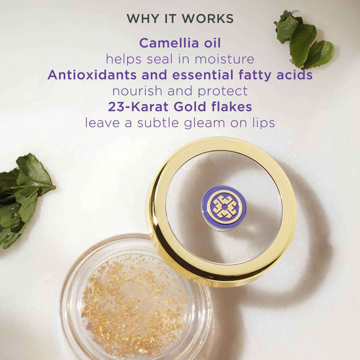 Tatcha Camellia Gold Spun Lip Balm | Nourishing & Intensely Hydrating, 6 G | 0.21 oz