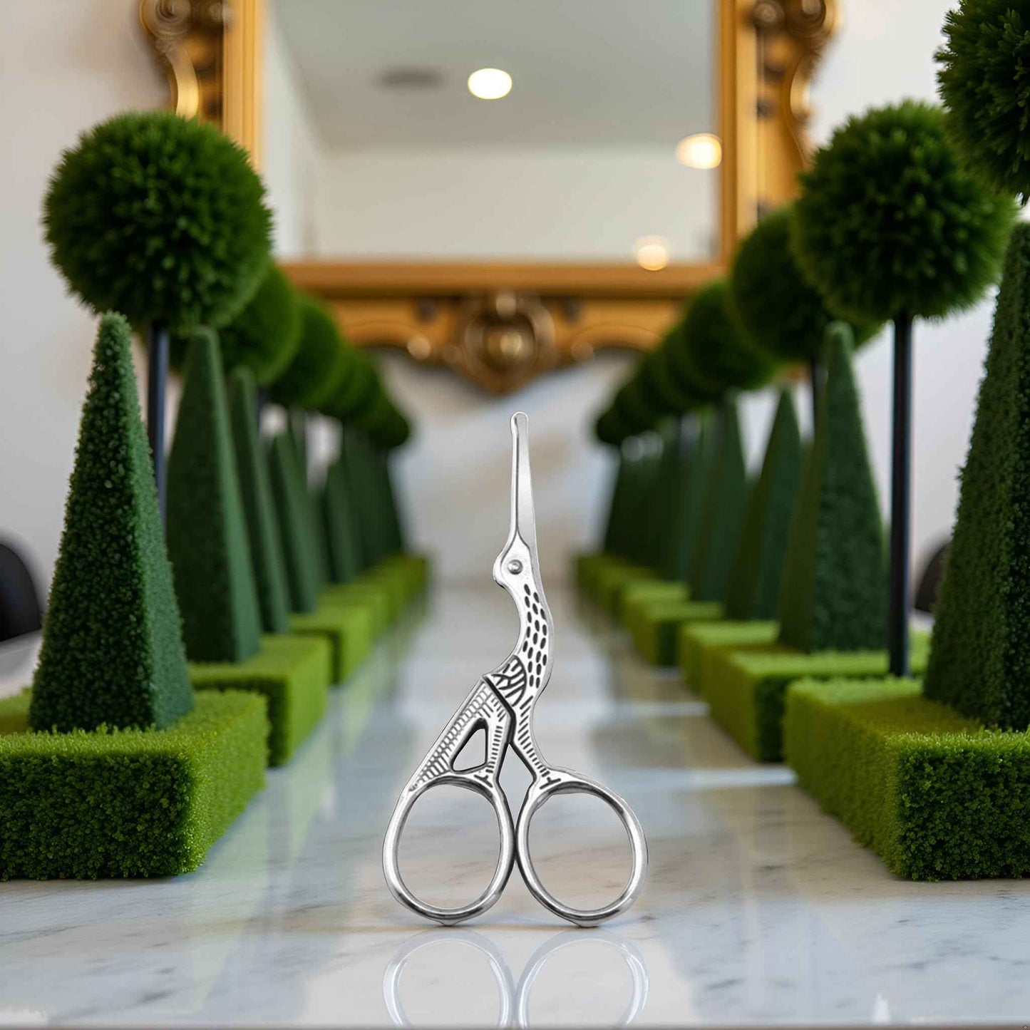 Silver Cranes Shaped Stainless Steel Nose Hair Clippers, Eyebrows and Nose Hair, Round Head Scissors Manual Nose Hair Trimmers, Eyelashes Professionals Facial Nose Hair Trimmers Scissors