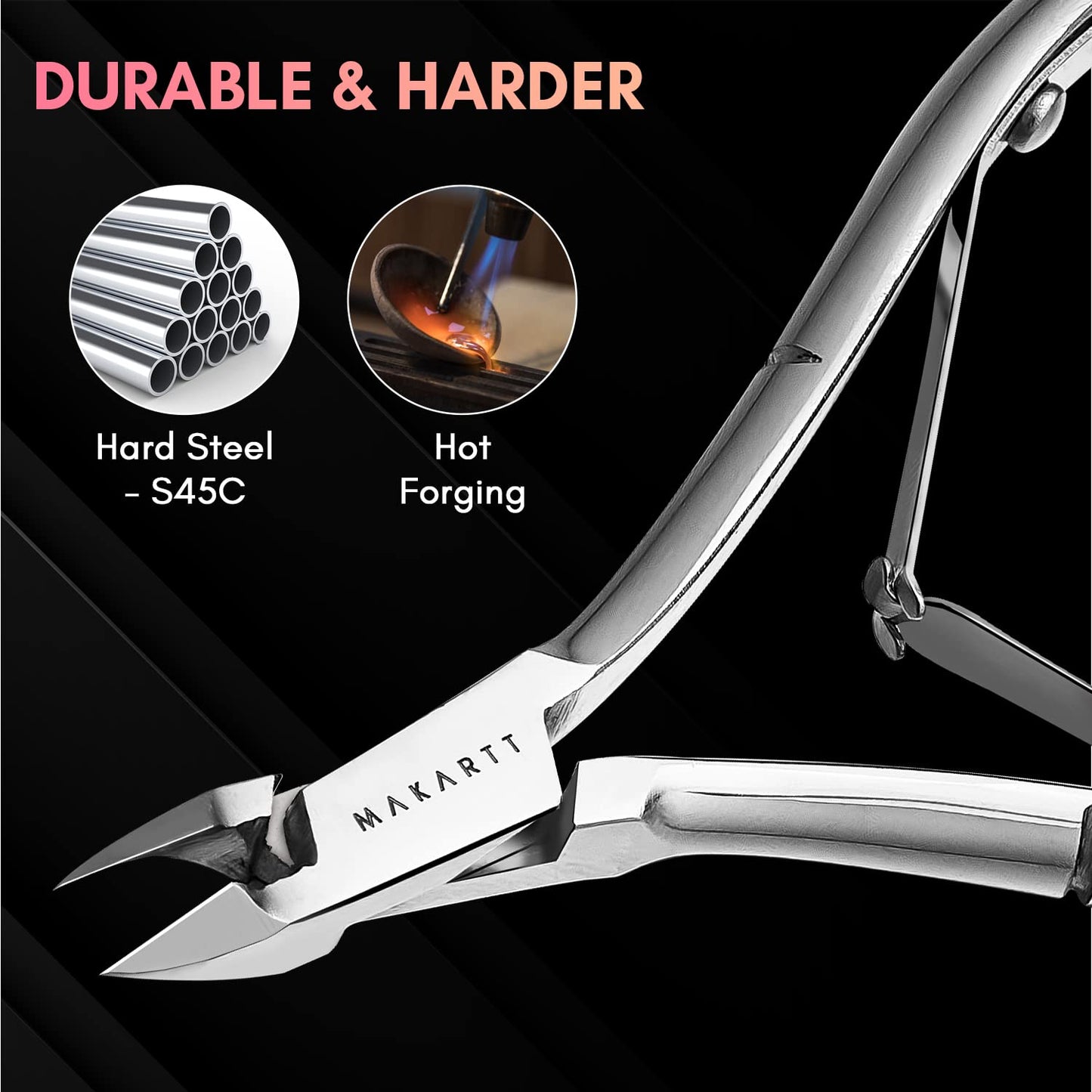 Makartt Cuticle Nippers Professional, Hard Steel Cuticle Trimmer Extremely Sharp Full Jaw Cuticle Cutter Nail Care for Manicure Home Salon Use(Pack of 1, Made in Vietnam)