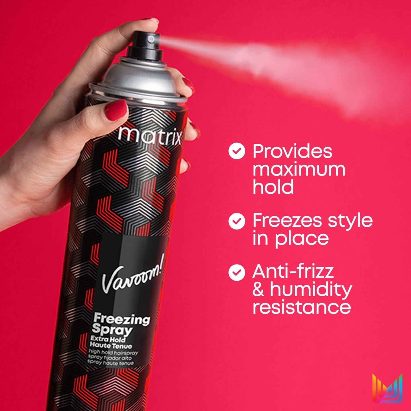 Matrix Vavoom Extra Hold Freezing Spray | Volumizing & Texturizing Hairspray | Extra Firm Hold | Prevents Frizz & Protects Against Humidity | Fast-Drying | For All Hair Types | Hair Styling | 15 oz.