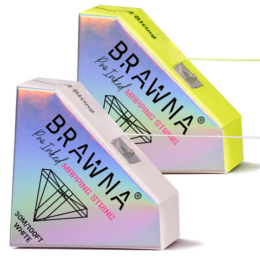 BRAWNA 2 Pack [ 30 Meters Each ] Pro Inked PMU Mapping String for Brow and Lip Measuring - Color - Yellow White