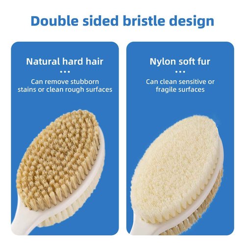 Bath Brush Long Handle for Shower, Back Scrubber for Shower, Non-Slip Long Handled Shower Back Brush, Shower Brush for Cleaning Body Exfoliate (Blue)