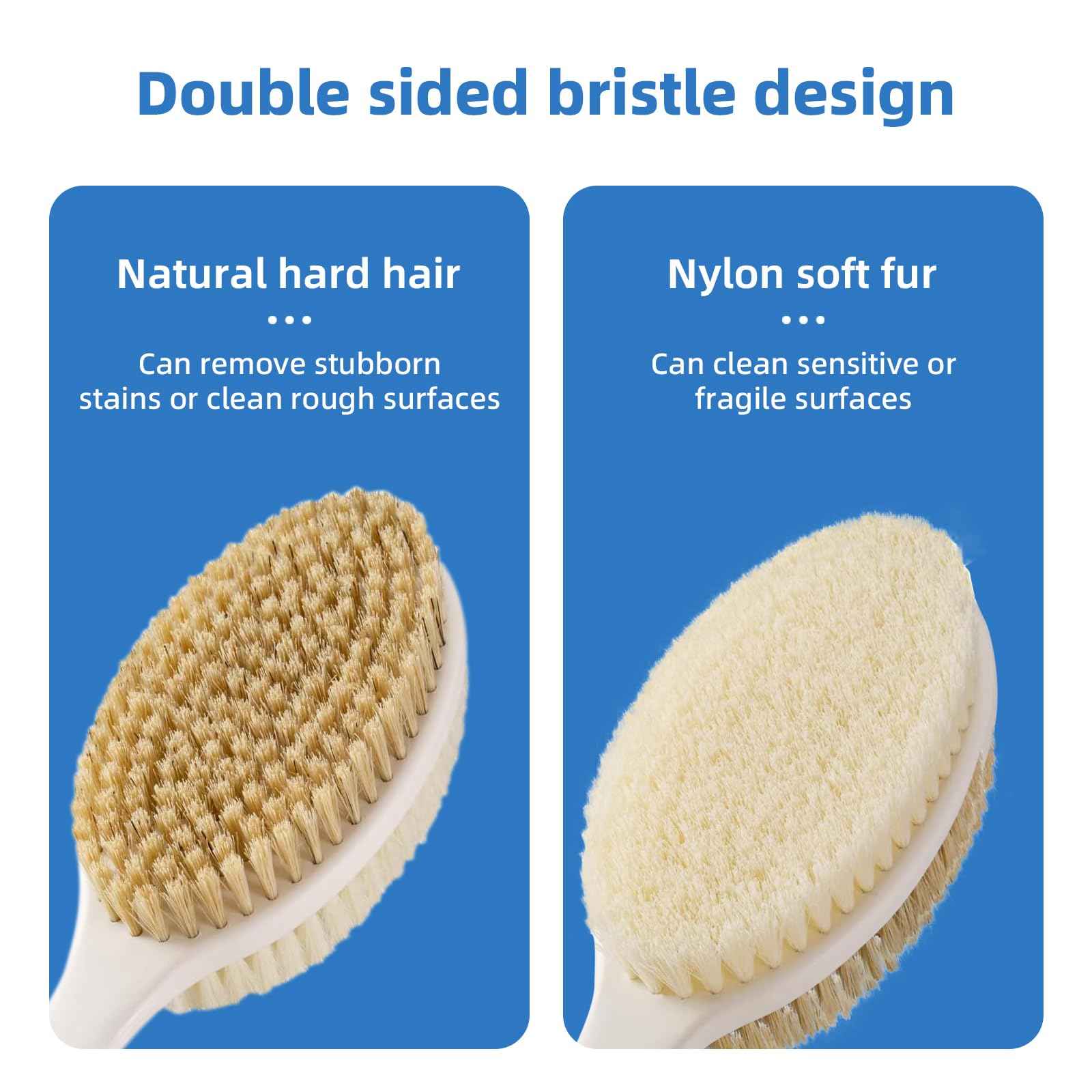 Bath Brush Long Handle for Shower, Back Scrubber for Shower, Non-Slip Long Handled Shower Back Brush, Shower Brush for Cleaning Body Exfoliate (Blue)