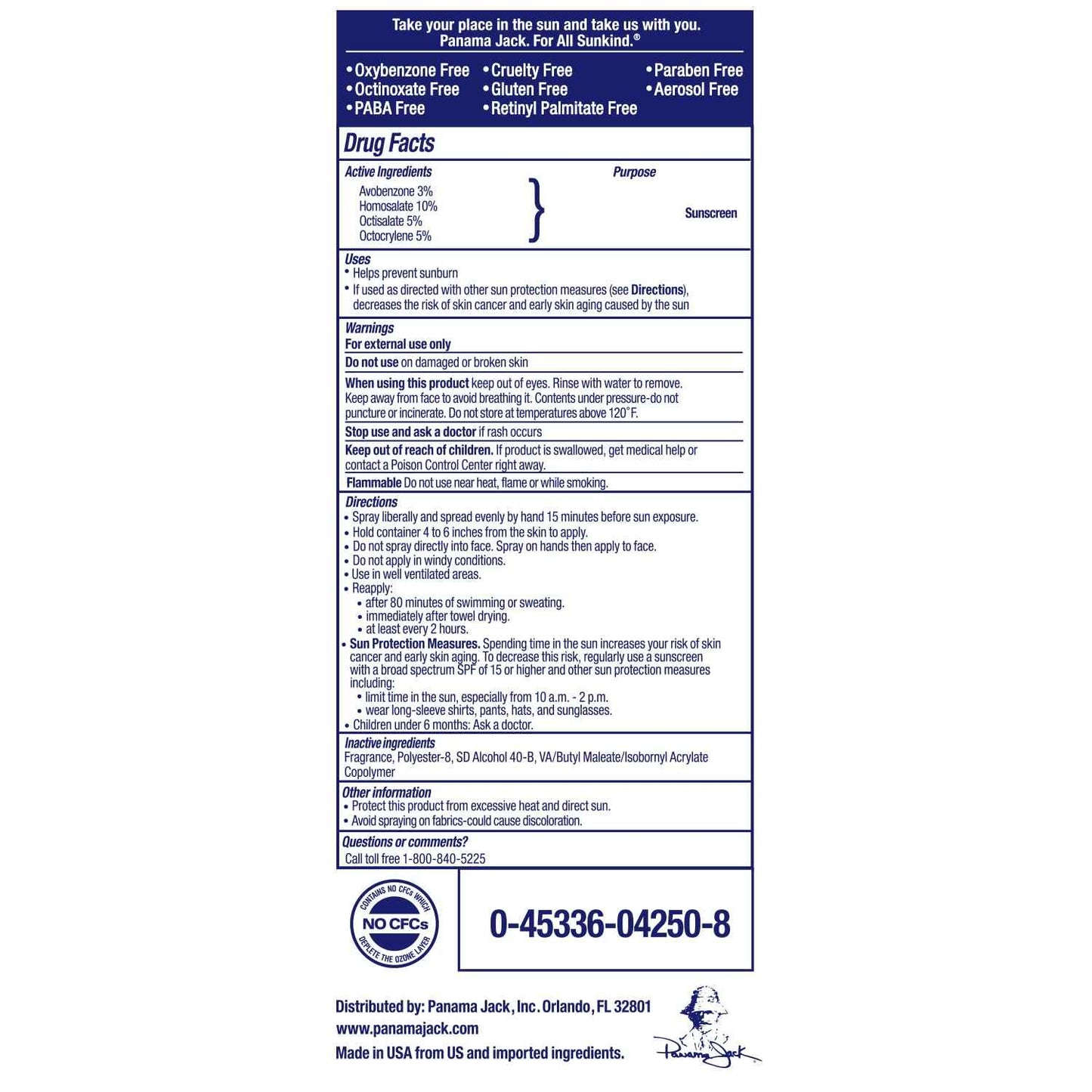 Panama Jack Sport Sunscreen Spray - SPF 50, Broad Spectrum UVA/UVB Protection, PABA, Paraben, Gluten & Cruelty Free, Water Resistant (80 Minutes), 5.5 OZ (Pack of 2)