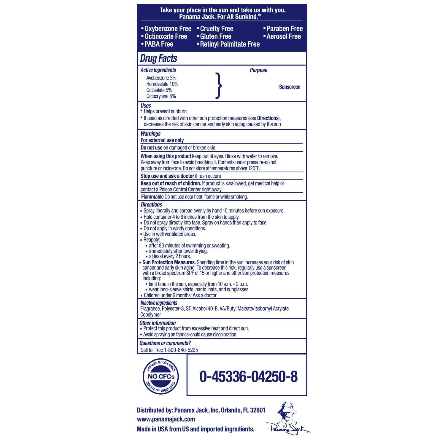 Panama Jack Sport Sunscreen Spray - SPF 50, Broad Spectrum UVA/UVB Protection, PABA, Paraben, Gluten & Cruelty Free, Water Resistant (80 Minutes), 5.5 OZ (Pack of 2)