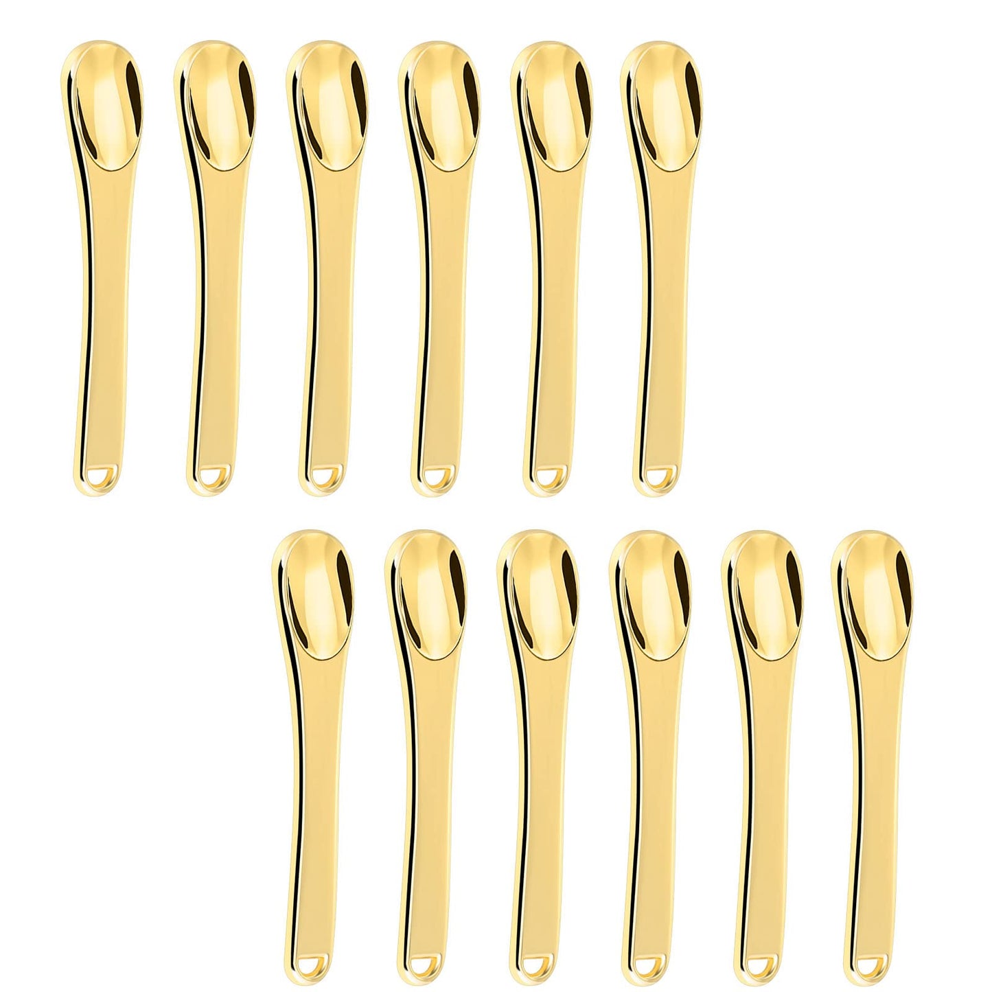 KOIBITO 12 Pack Metal Makeup Spatula, Mini Skin Care Product Aplicator, Metal Spoon, Beauty Scoop for Facial Cosmetic(Gold)