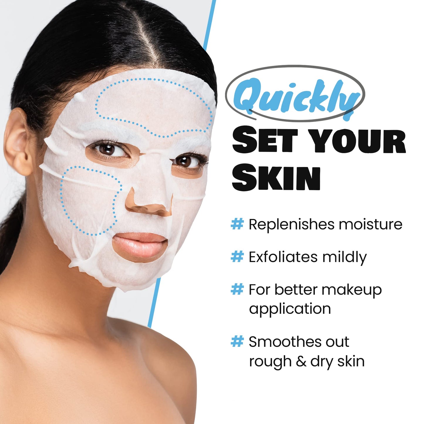 DEWYTREE Hyaluronic Acid Moisturizing Mask Sheet for Perfect Makeup, Dispenser Type Refreshing Aqua Mask 30 Sheet - Pick and Quick, Enriched with Amino Acids for Hydrating and Removing Dead Skin Cells