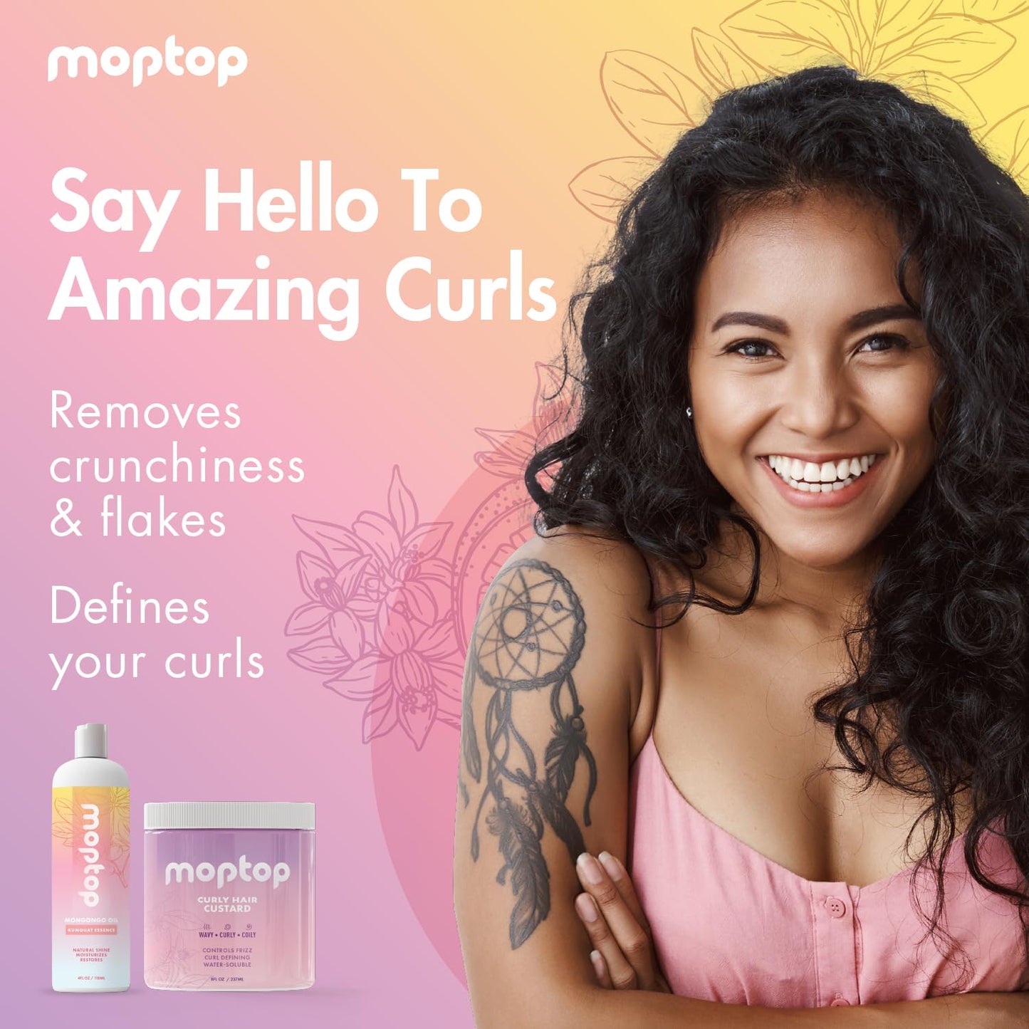 MopTop Curly Hair Gel + Mongongo Oil, Frizz-Free Bundle for Soft, Defined Curls & Waves - No Crunch or Flakes, Natural Ingredients for All Curl Textures