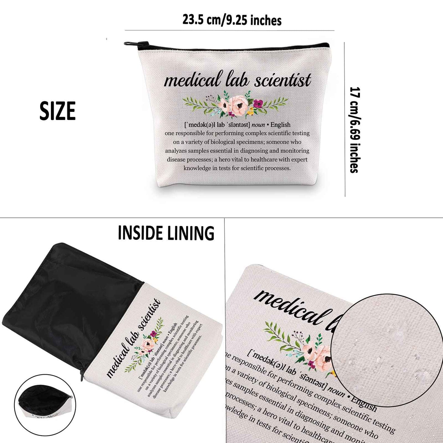 G2TUP Medical Lab Scientist Gift Medical Lab Scientist Definition Makeup Bag Lab Tech Cosmetic Bag Lab Technician Gift Science Geek Zipper Travel Bag (Medical Lab Scientist White Bag)