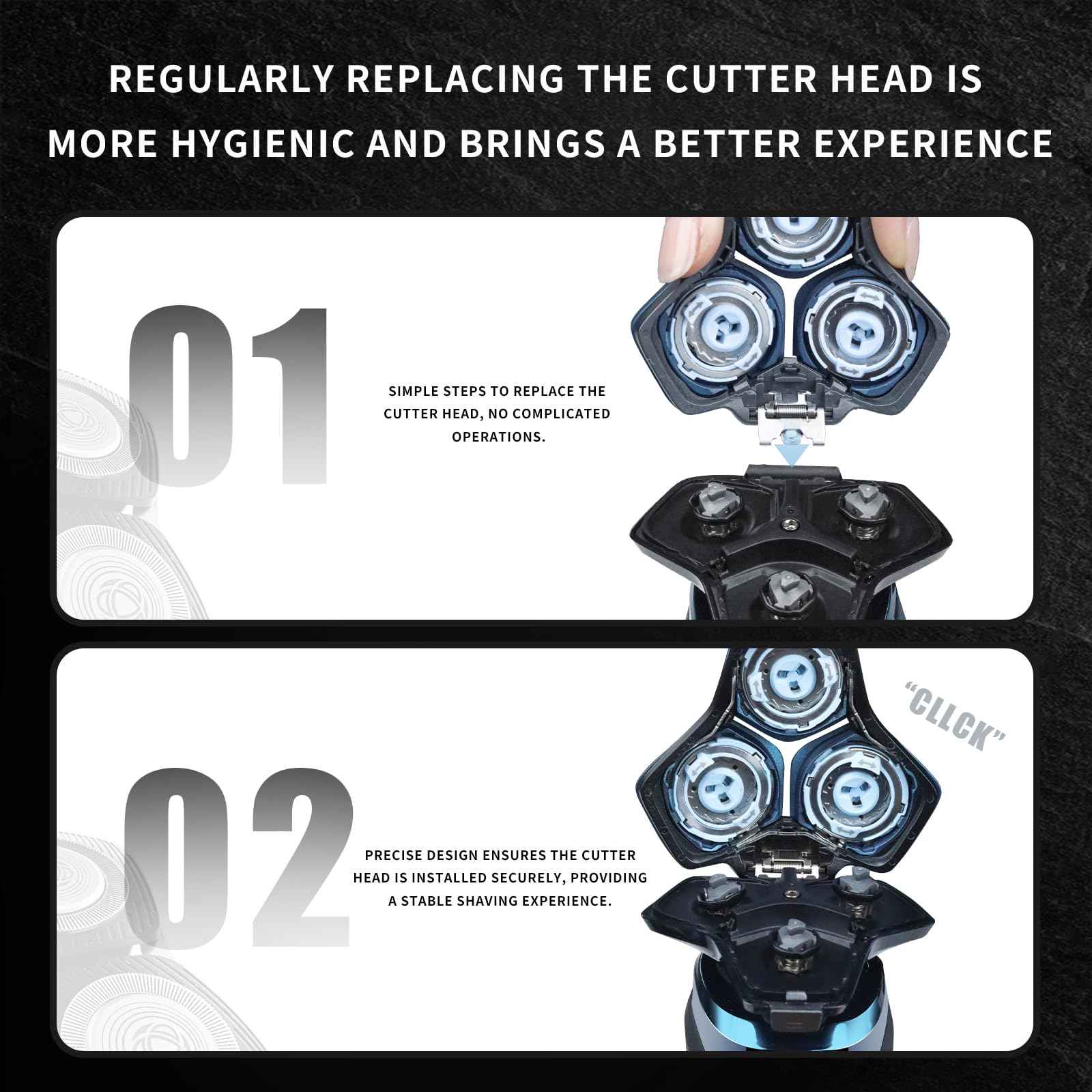 SH71/50 Shaving Heads Compatible with Phili*s Shavers Series S5000 (S5XXX),S7000 (S7XXX) for SH60/70 and SH70/70 (Black)