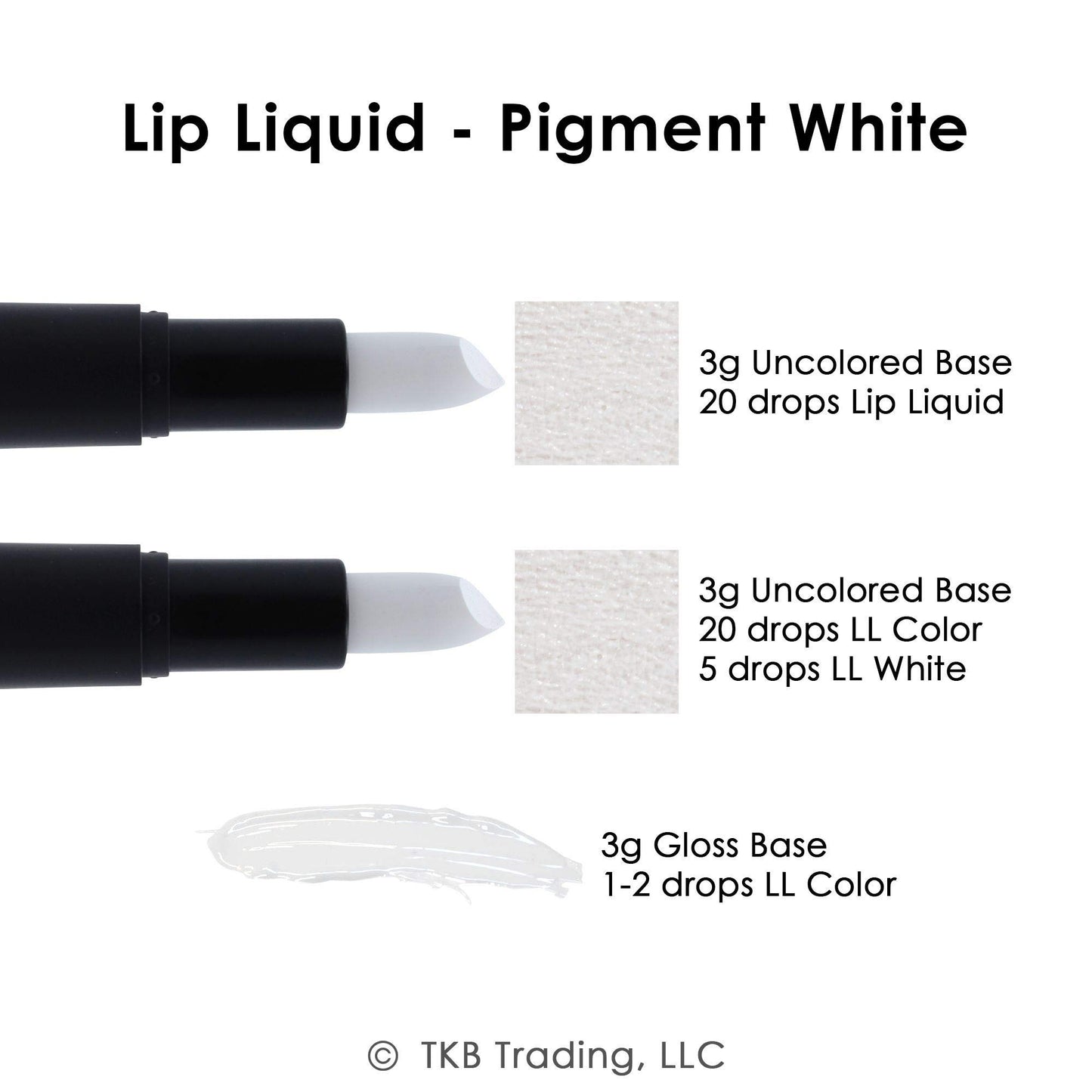 TKB Lip Liquid Color|Liquid Lip Color for TKB Gloss Base, DIY Lip Gloss, Pigmented Lip Gloss and Lipstick Colorant, Made in USA (1floz (30ml), Pigment White)