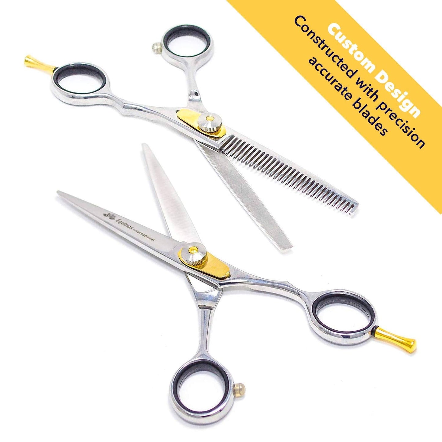 Equinox International, Professional Razor Edge Series - Hair Cutting And Thinning/Texturizing Scissors/Shears Set - 6.5 Inches - Stainless Steel