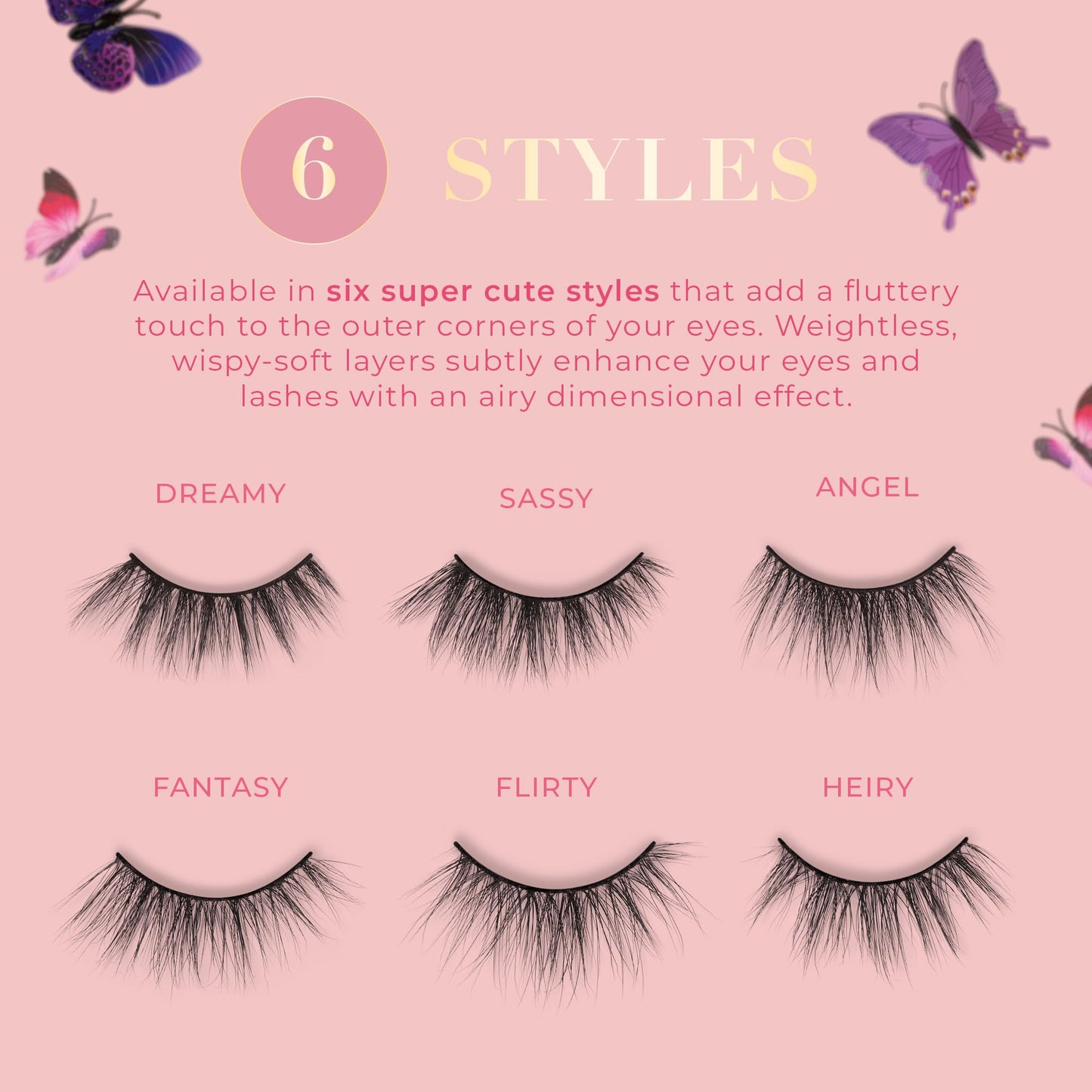 Lilly Lashes Butterfl'eyes Faux Mink Lashes, Half Lashes Natural Look & Feel, False Eyelashes, Reusable Eyelashes 20x, No Trimming + Easy to Apply, Round Style, Lash Glue not Included, 13mm (Heiry)