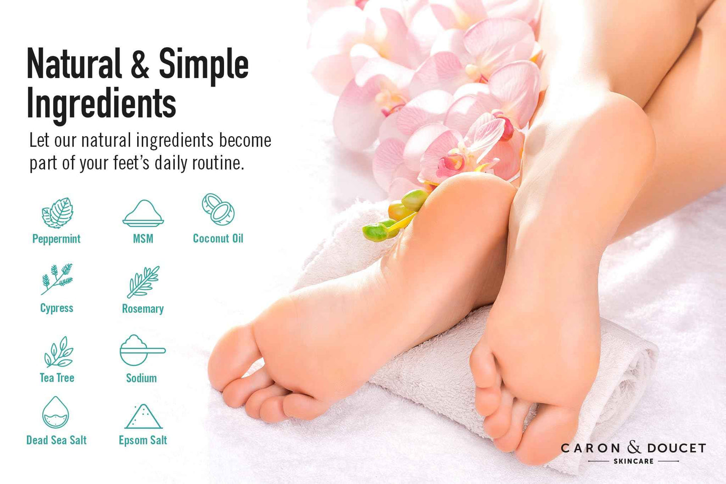 CARON & DOUCET Tea Tree Oil Foot Soak with Epsom Salt and Dead Sea Salt - Natural - Soothes Sore & Tired Feet, Helps Reduce Foot Odor Scent, Softens Calluses - 2lb