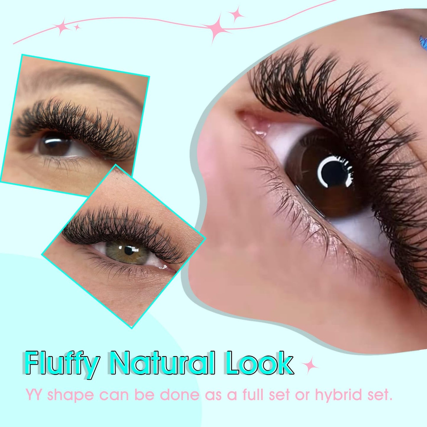 VAVALASH YY Lash Extensions D Curl 0.05mm 8mm Tray Easy Premade Volume 4D Fans Eyelash Extension YY Natural Volume Lashes Extension Soft Matte Black Lashes (YY-0.05-D-8mm)