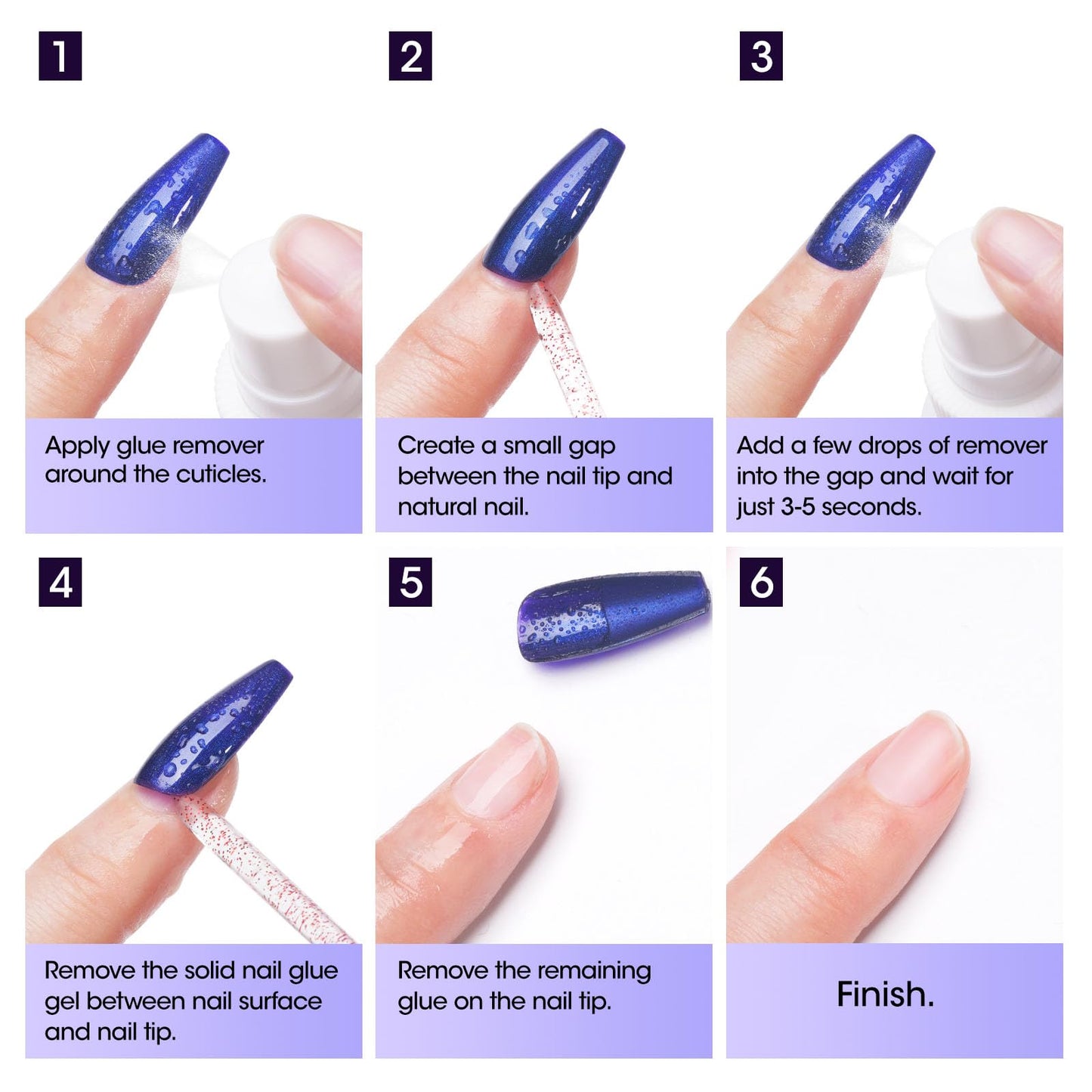 Gellen Nail Glue Remover for Press On Nails, 60ml Nail Glue Remover for Solid Nail Glue Gel on Fake Nail Tips Acrylic Nail, Can't Remove Gel-base Glue or Gel Nail Polish