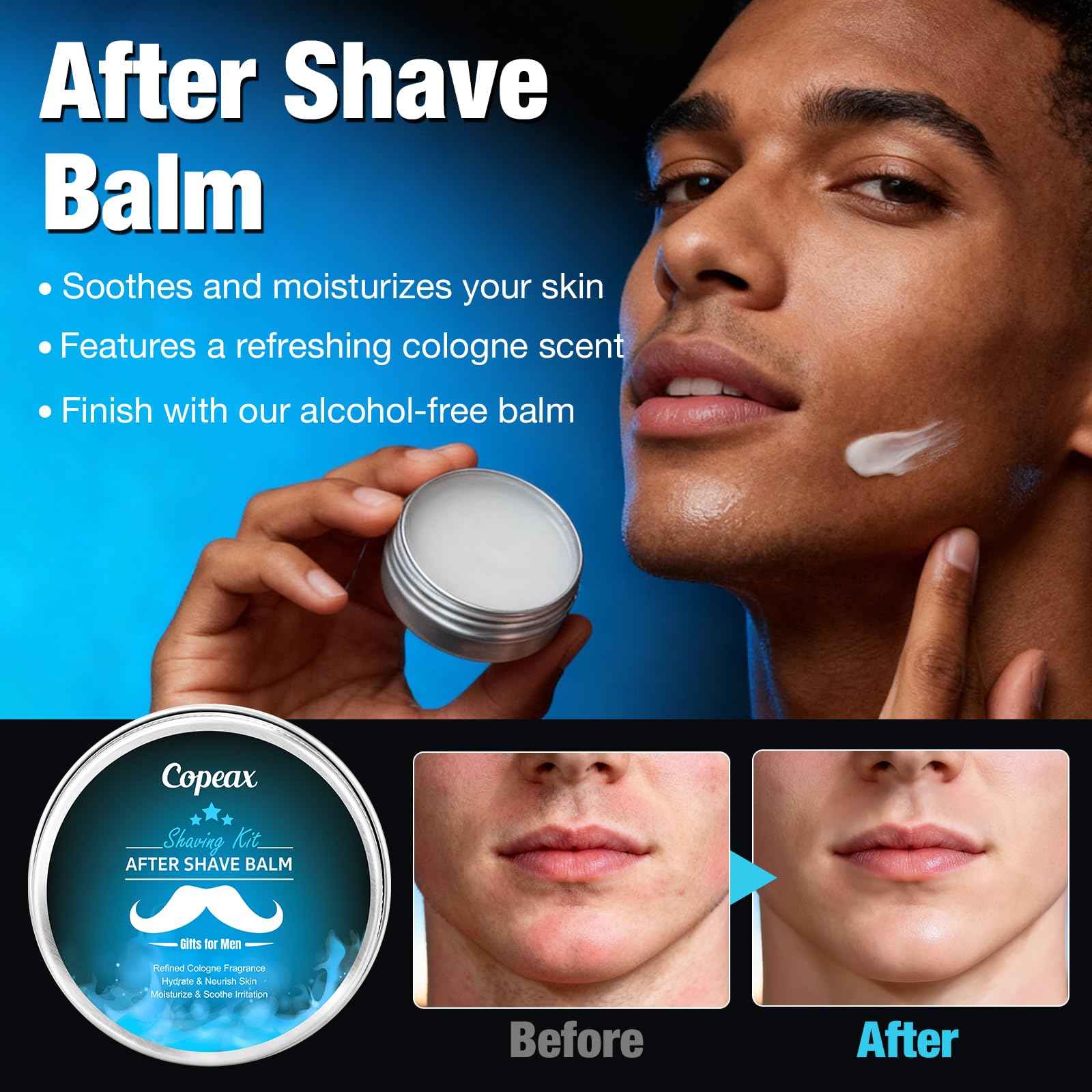 Shaving Kit for Men,Natural Cologne Shaving Cream,Balm,Shaving Soap Bowl,Razor,Tumbler Cup,Mens Grooming & Care Kit Christmas Gifts for Men Dad Him Boyfriend Stocking Stuffers Secret Santa Gift Set