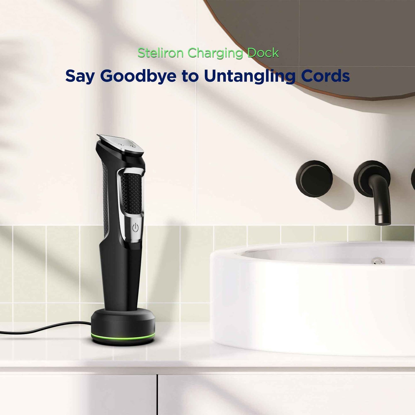 Stand Charger for Philips Norelco Multi-Groomer 3000 Trimmer Models, Free-Standing Charging Dock Base, USB Powered, LED Indicator (MG3750 Single-Pin Models Only)