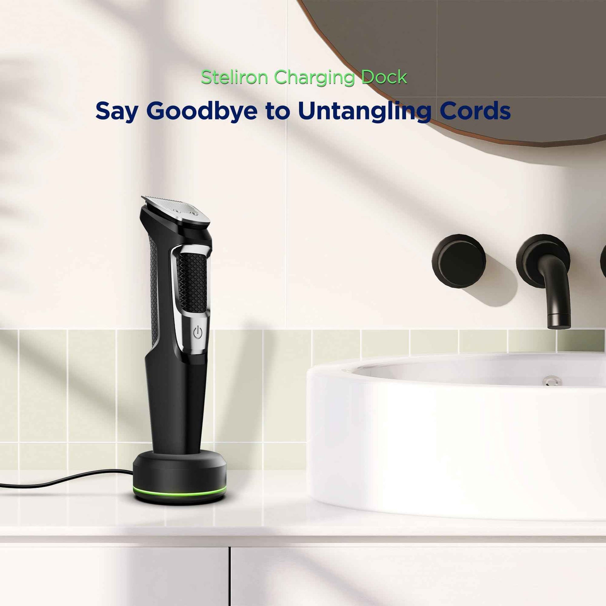 Stand Charger for Philips Norelco Multi-Groomer 3000 Trimmer Models, Free-Standing Charging Dock Base, USB Powered, LED Indicator (MG3750 Single-Pin Models Only)