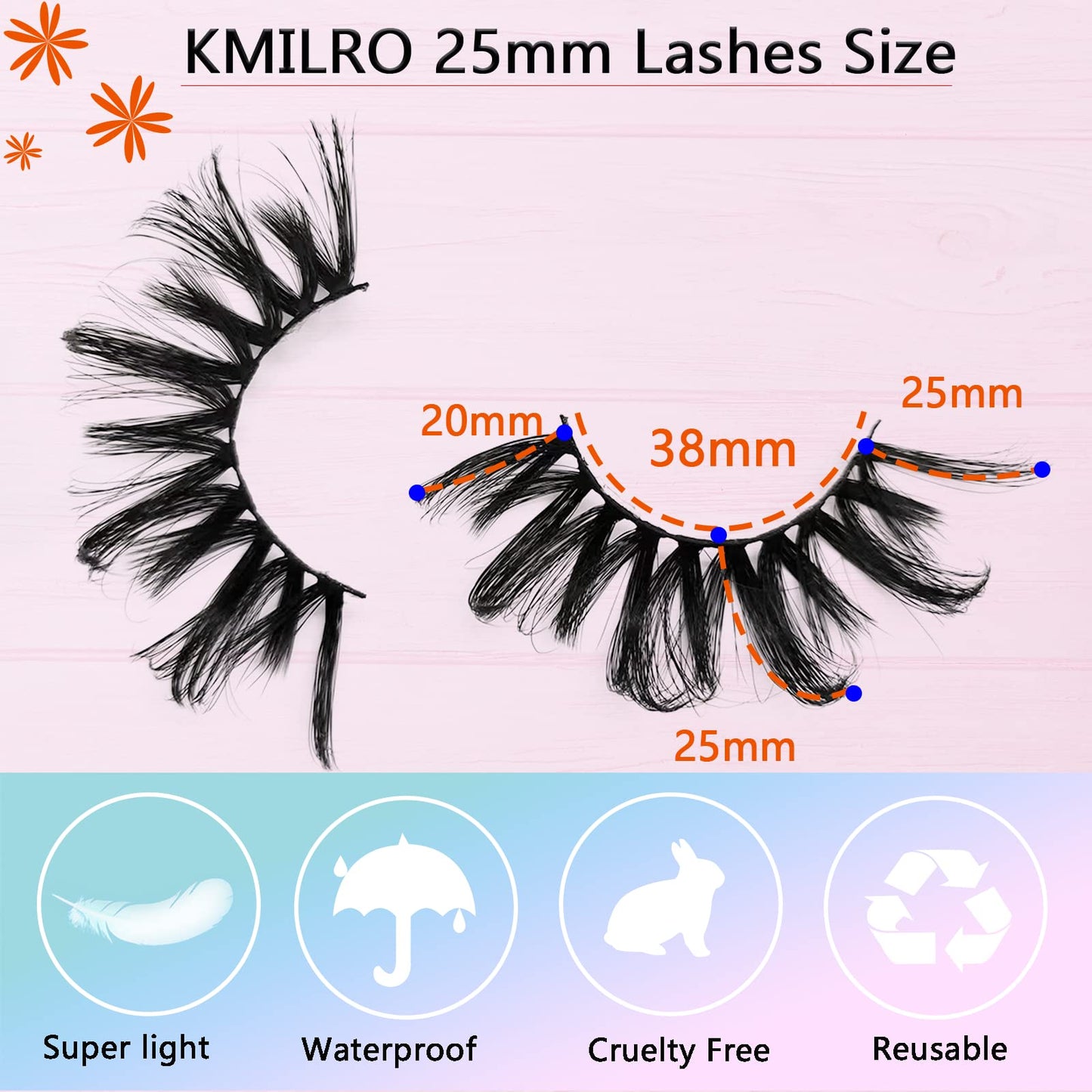 Lashes 25mm Fluffy Mink False Eyelashes Long 20 Pairs Dramatic Thick 3D 5D Faux Mink Lashes 25 mm Fake Eyelashes Pack (VG39), by Kmilro