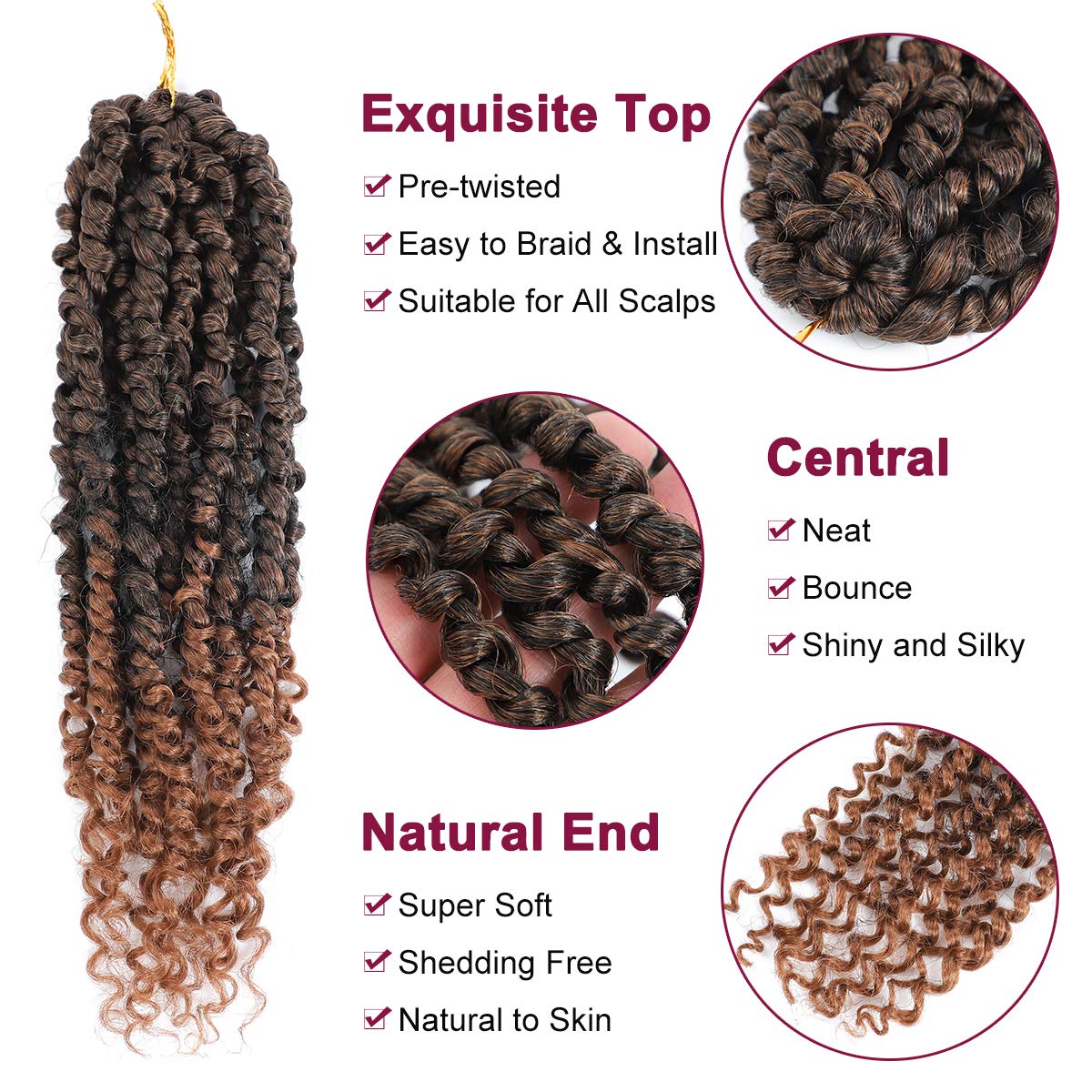 NAYOO Passion Twist Hair - 8 Packs 14 Inch Passion Twist Crochet Hair For Black Women, Crochet Pretwisted Curly Hair Passion Twists Synthetic Braiding Hair Extensions (14 Inch 8 Packs, T30)