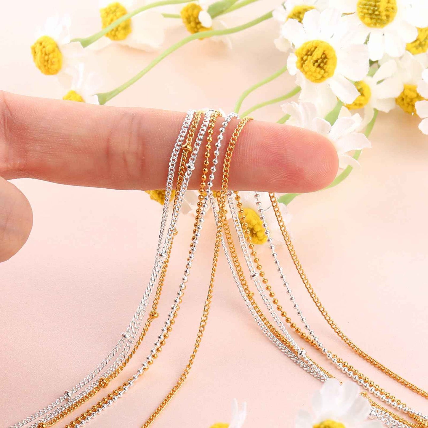 Tucnoeu 1 Box 6 Strips Nail Chains for Nail Art Gold Nail Chains Nail Art Charms Silver Chain Accessories Punk Nail Charms Nail Studs Silver Chain Accessories For Women Nail Art