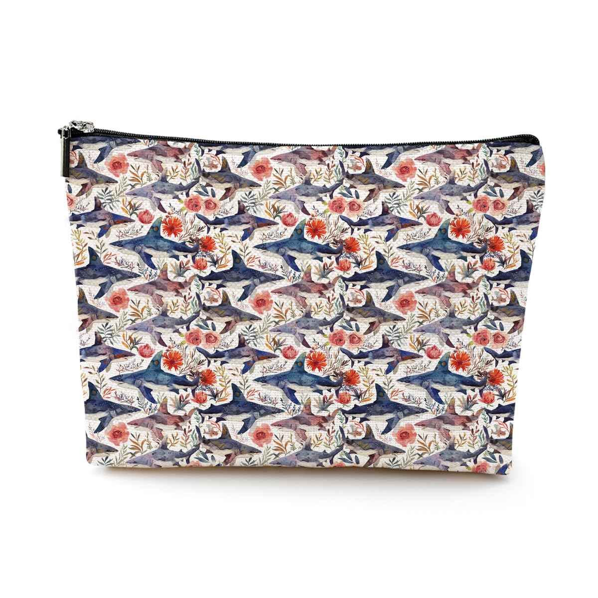 NGZS Cute Shark Gifts for Women Cosmetic Bag Shark Stuff Merch Makeup Bag Funny Sharks Lover Gifts for Women Sister Animal Lovers Girls Makeup Pouch Birthday Mothers Day Christmas Friendship Gifts