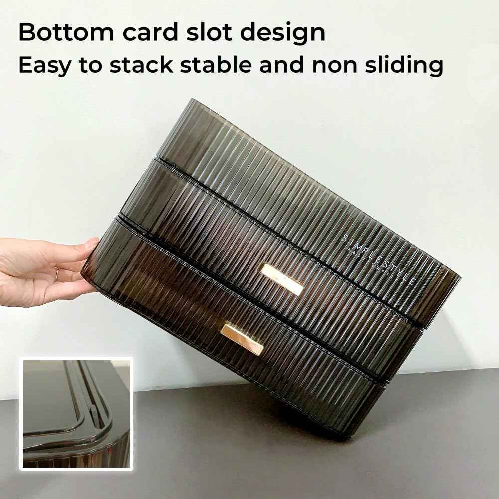 PLINJOY Makeup Organizer with Drawers Stackable Skincare Cosmetic Makeup organization for vanit Bathroom Desk Countertop