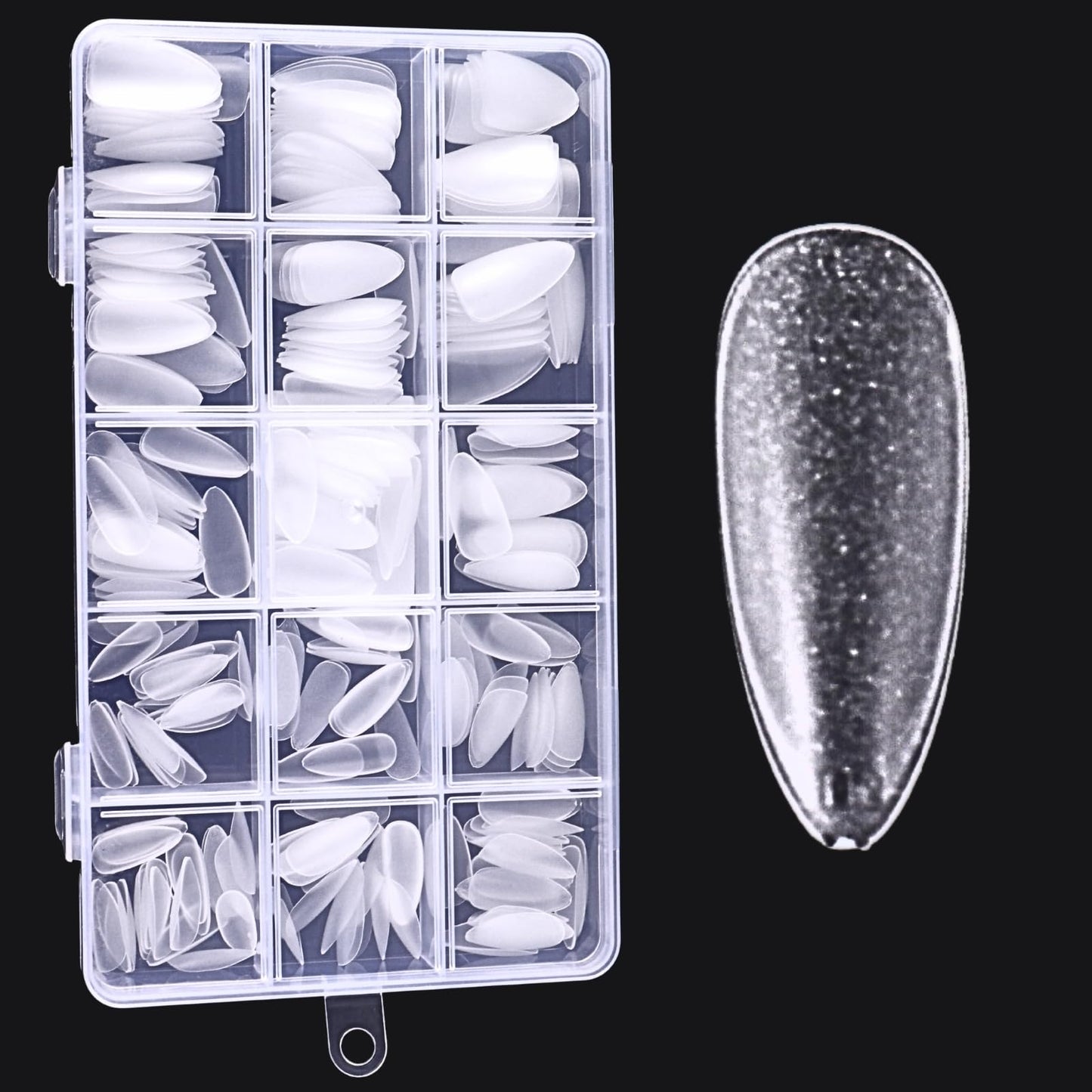 STZPRONAIL 15 Grids Fake Nail Tips Kit 300pcs Press on Nails Full Matte Acrylic False Nail Tips Full Cover False Nails DIY Manicure Set Nail Extension Kit 15 Sizes for Manicure Professional Nail Art Accessories (Medium Almond)