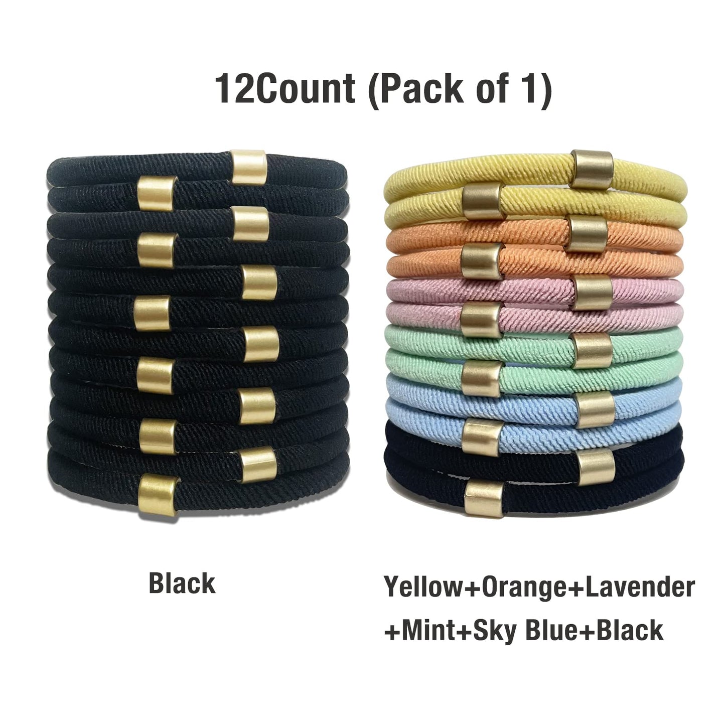 UDeBe Women's Hair Ties Bracelets for Thick or Curly Hair. 12 Counts Fashion Metal Hair Bracelets- Strong Stretchy No Damage No Crease Ponytail Holders